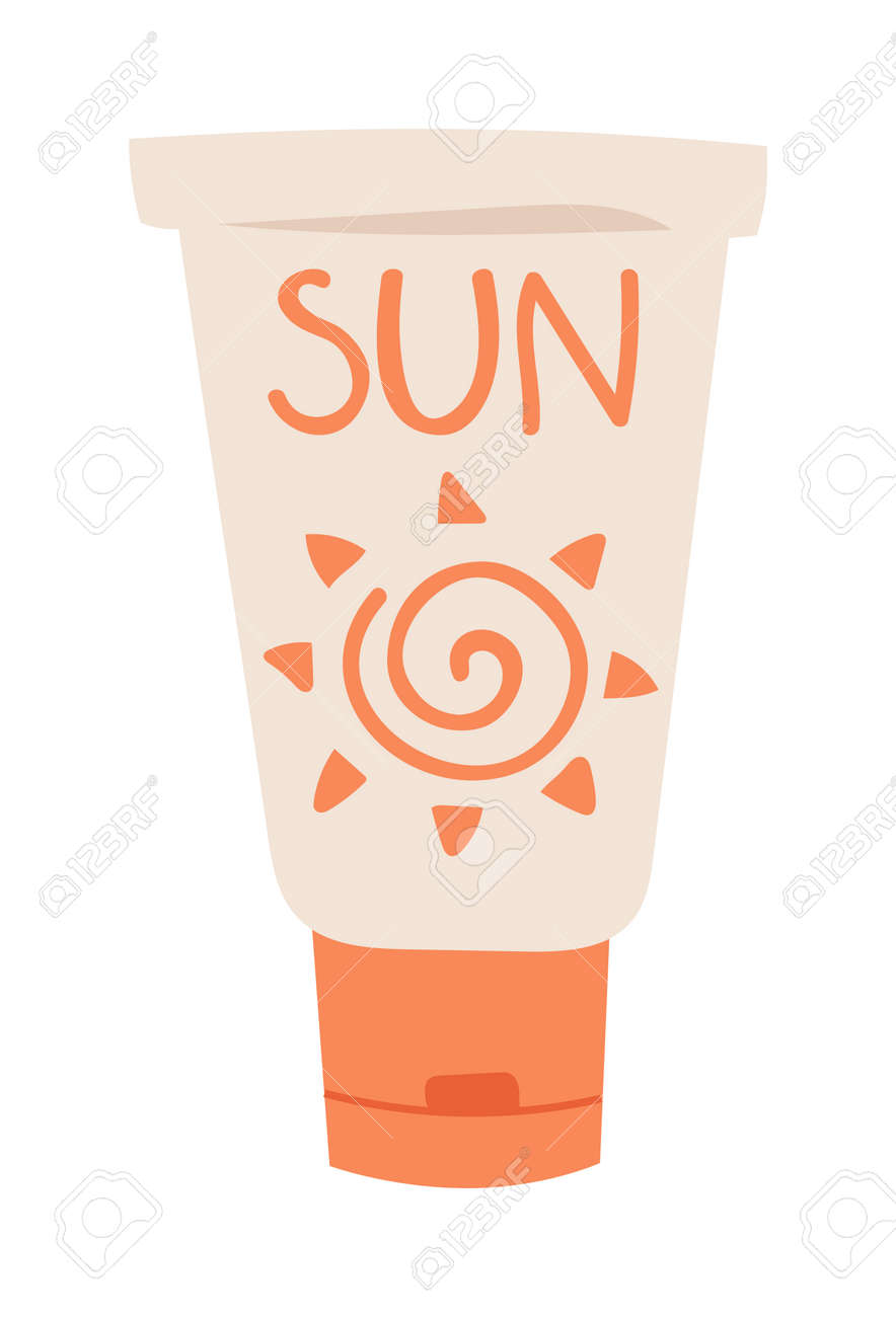 ボトルの日焼け止めクリームが白い背景と日焼け止めクリーム ベクトル アイコンに分離されました 日焼け止め化粧品夏コンテナー日焼け止め クリームとオレンジはチューブ包装設計の日焼け止めクリームです のイラスト素材 ベクタ Image