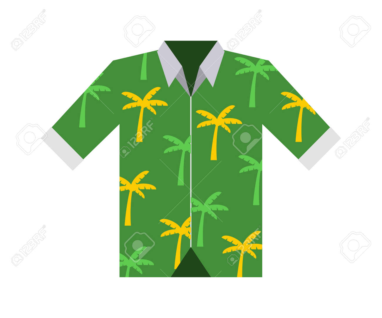 ハワイアンシャツのイラストアート ハワイアンアロハシャツのイラスト
