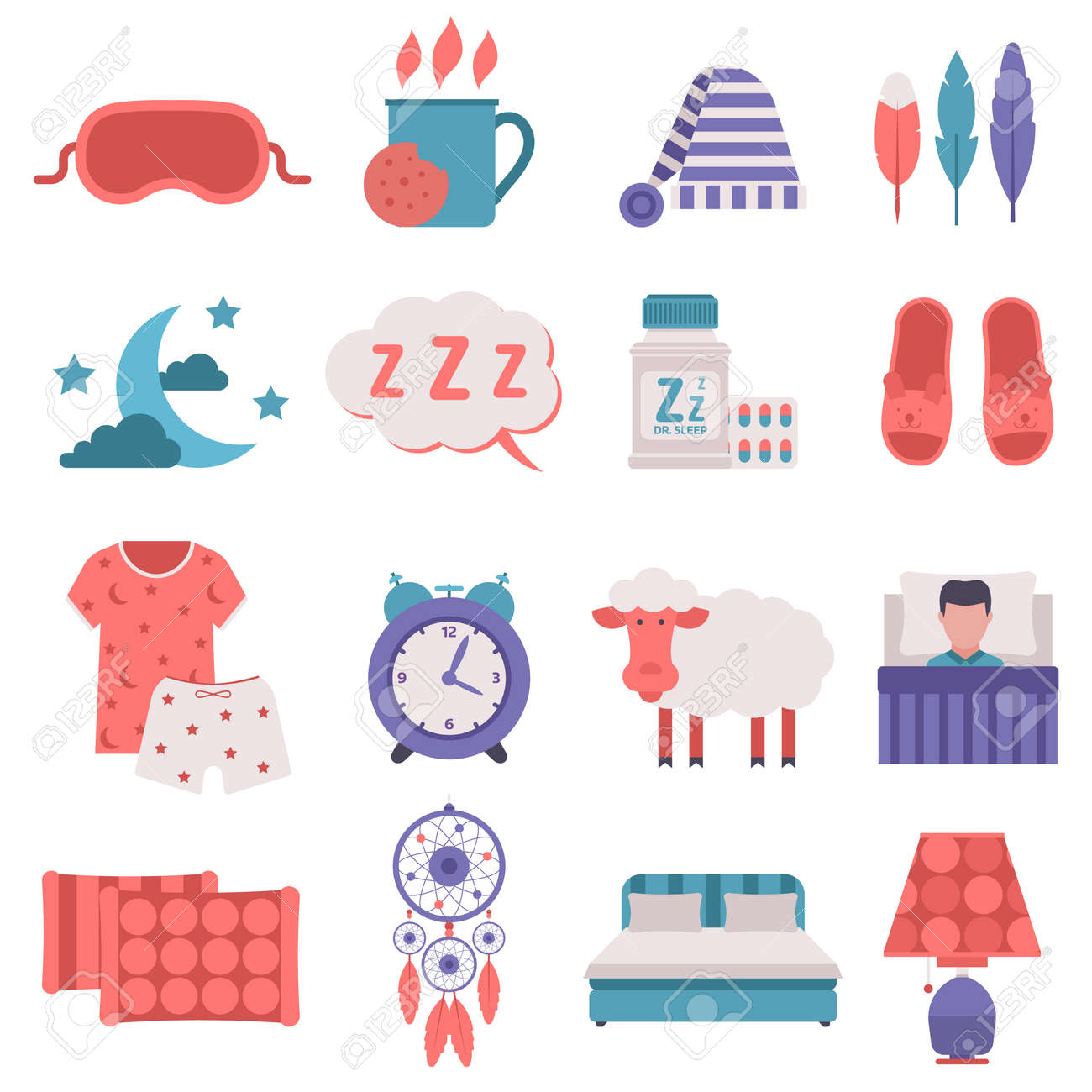 Simple Set Of Sleep Related Vector Icons Set Button Human Clock Royalty Free Cliparts Vectors And Stock Illustration Image