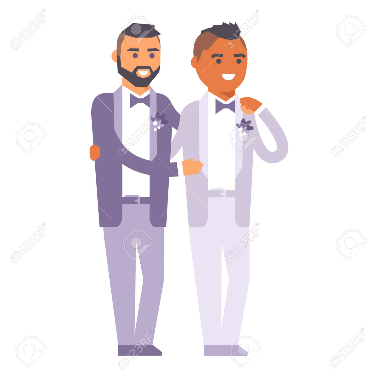Feliz Pareja Gay En Traje De Boda Y Ropa Casual Genero Union Civil Romance Bodas Parejas Gay Juntos Ceremonia Matrimonio Homosexual Novio Feliz Boda Vector De Parejas Gay Ilustraciones Vectoriales Clip Art