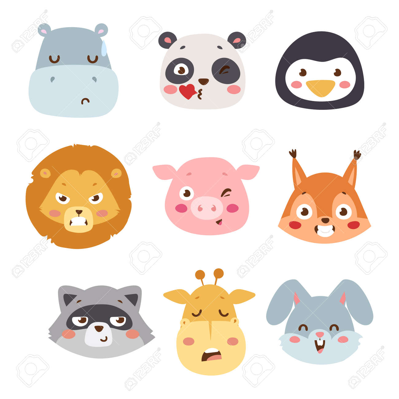 感情ベクトル アバターとかわいい動物の頭部 漫画幸せな動物感情分離式の顔文字 愛らしい哺乳類 Emojji アバター動物感情 動物文字かわいい小さなスタイルのイラスト素材 ベクタ Image 感情ベクトル アバターとかわいい動物の頭部 漫画幸せな動物感情分離式の顔文字 愛らしい哺乳類 Emojji アバター動物感情 動物文字かわいい小さなスタイルのイラスト素材 ベクタ Image