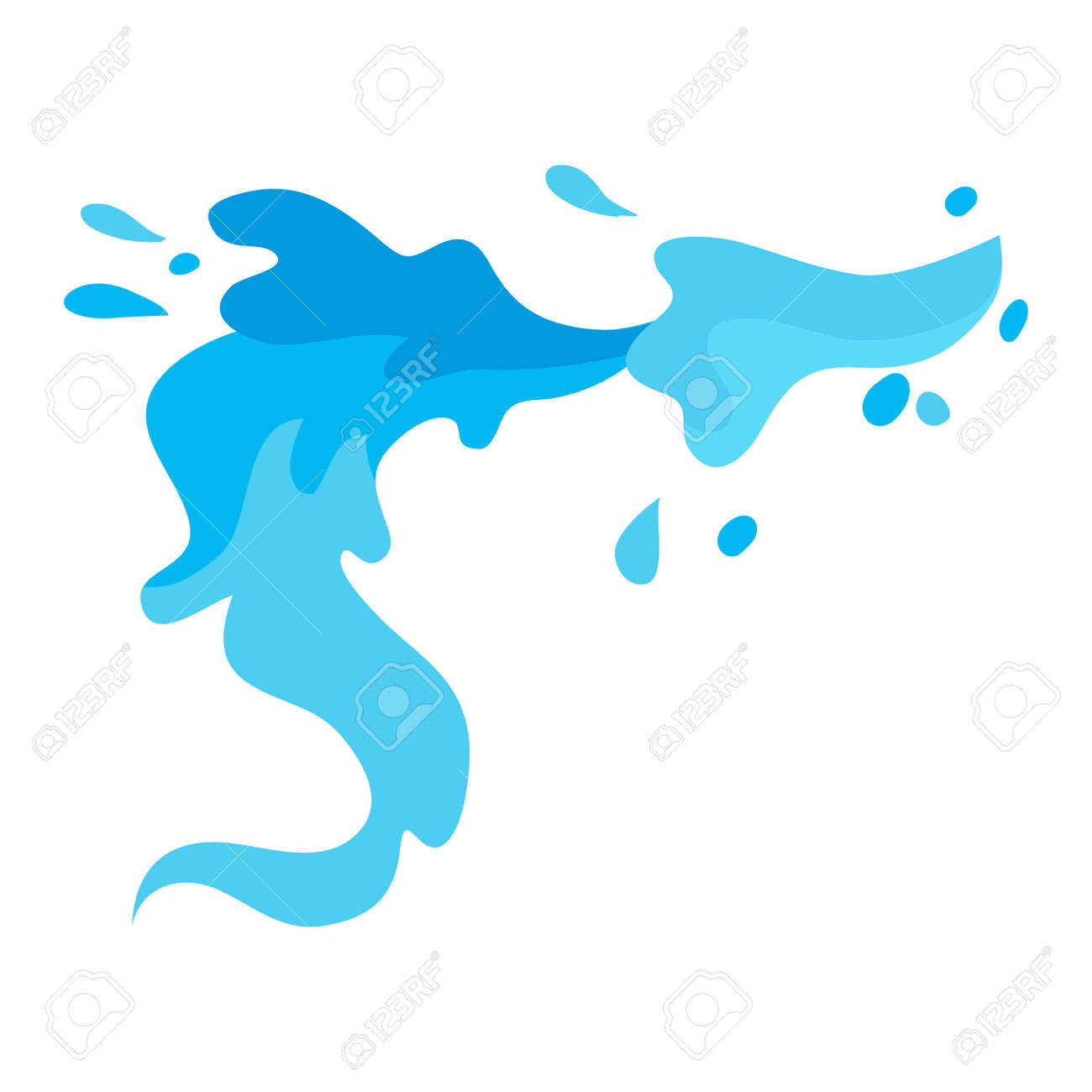 Leau éclabousse Collection Vector Set Verser Goutte Spa Symbole Dessin Animé éclaboussures Deau Mouvement Vecteur éclaboussures Bleu Transparent