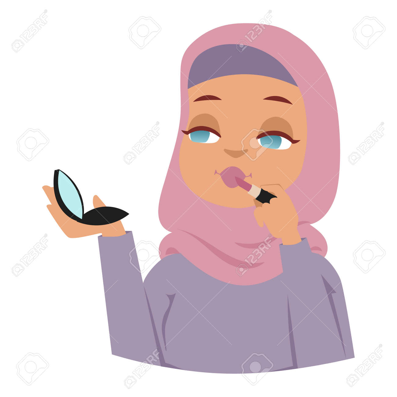 イスラム教徒の宗教的な女性伝統的なイスラムの大人 かわいい漫画アラビア語の女の子 伝統的なドレスかなり民族の宗教的な人々 アラビア語の女性民族肖像美しいヒジャーブ のイラスト素材 ベクタ Image
