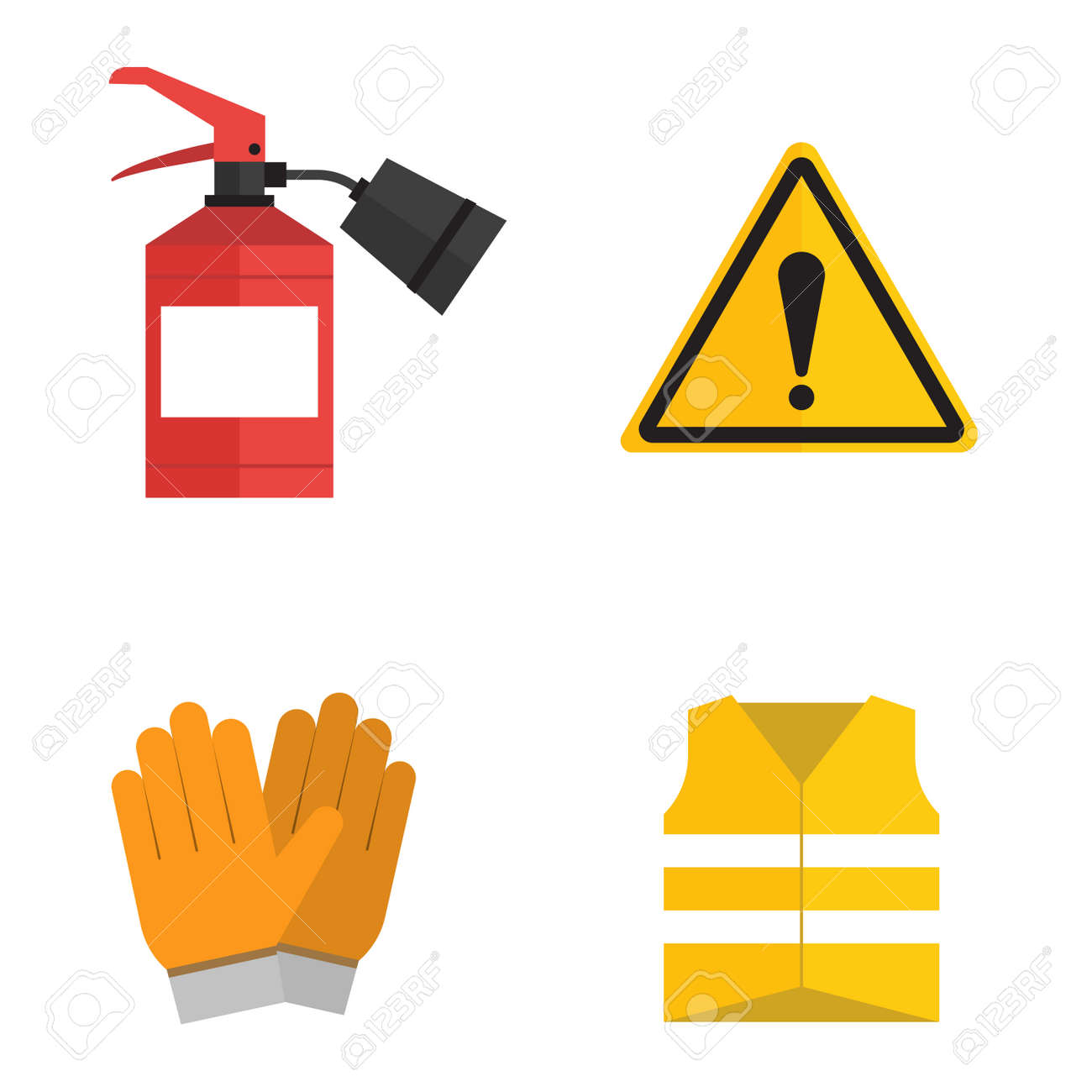 safety work icons flat style safety icons vector illustration