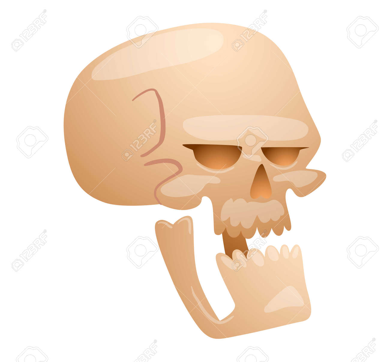 頭蓋骨の骨の分離した人間の顔イラストはホワイト バック グラウンドです 頭蓋骨の骨は漫画キャラクター デザインです 頭蓋骨の骨のシンボル のイラスト素材 ベクタ Image