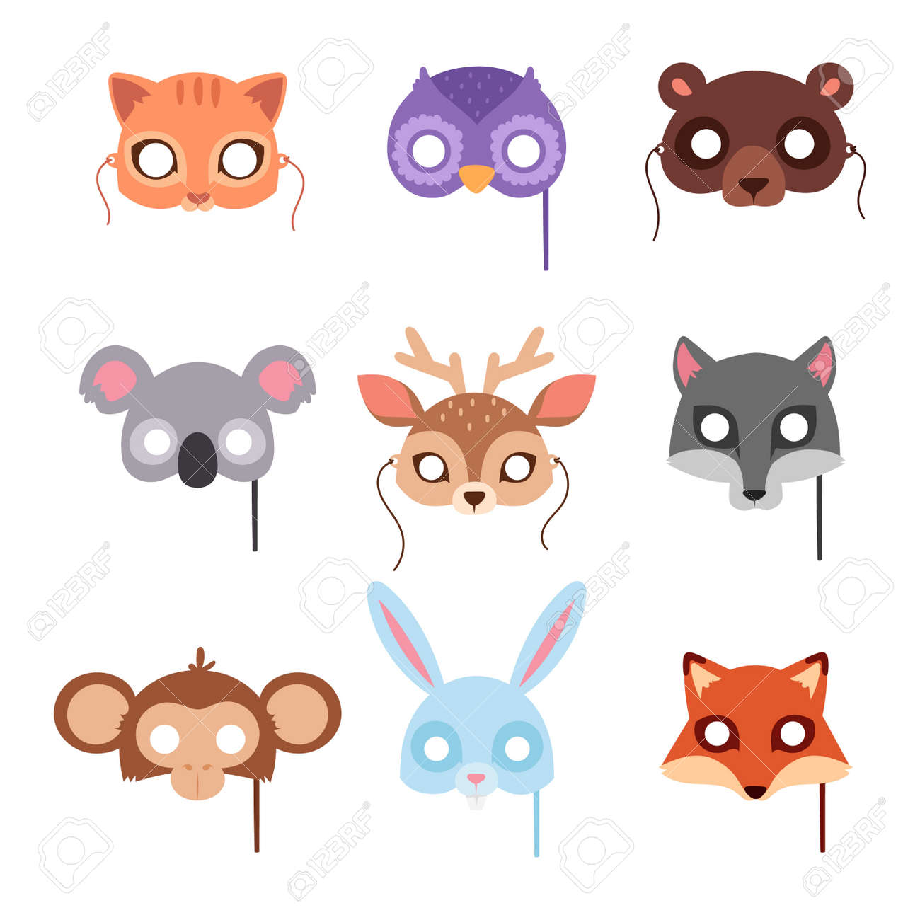 máscaras del partido de dibujos animados vector animal animal