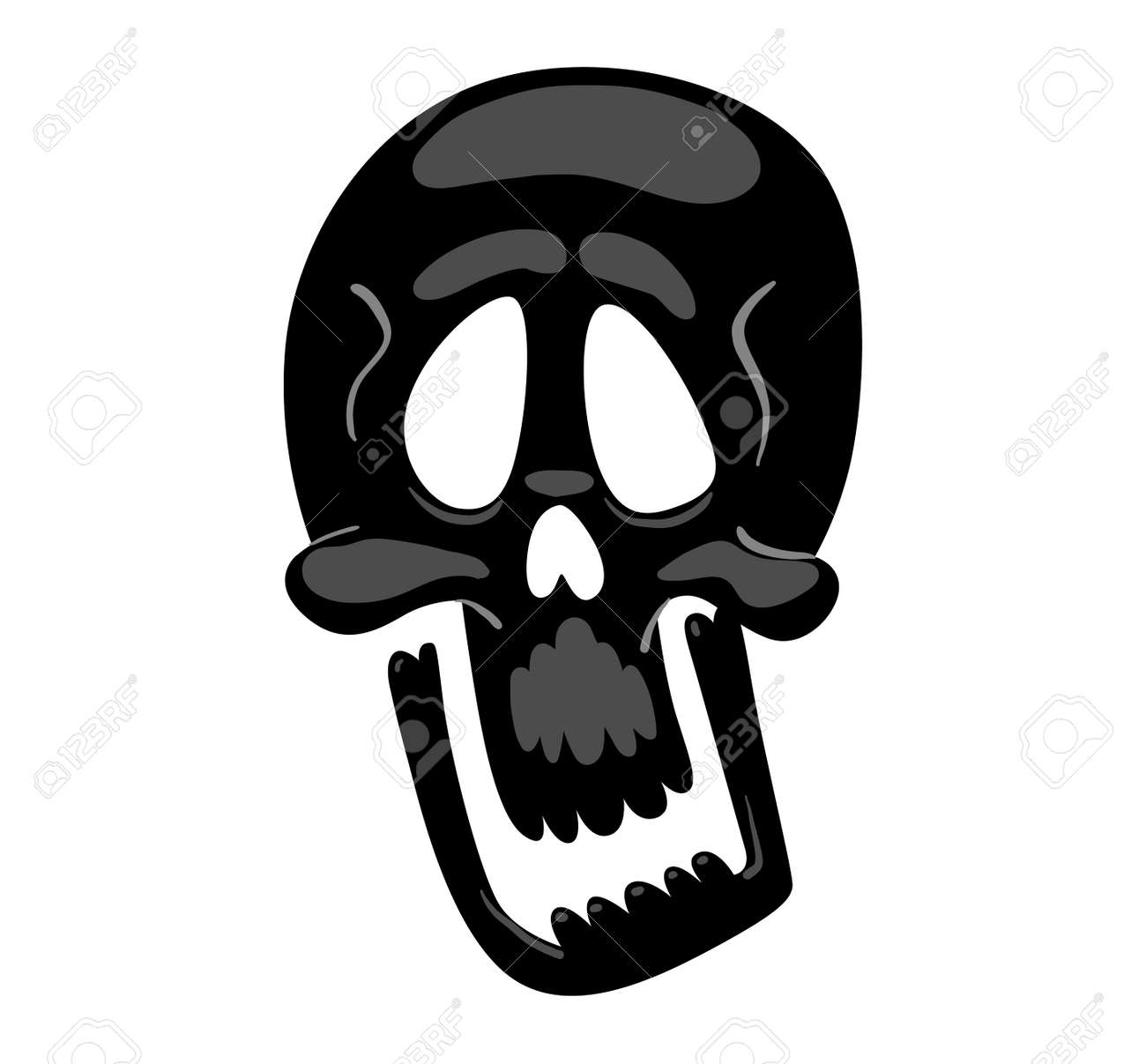 頭蓋骨の骨の分離した人間の顔イラストはホワイト バック グラウンドです 頭蓋骨の骨は漫画キャラクター デザインです 頭蓋骨の骨のシンボル のイラスト素材 ベクタ Image