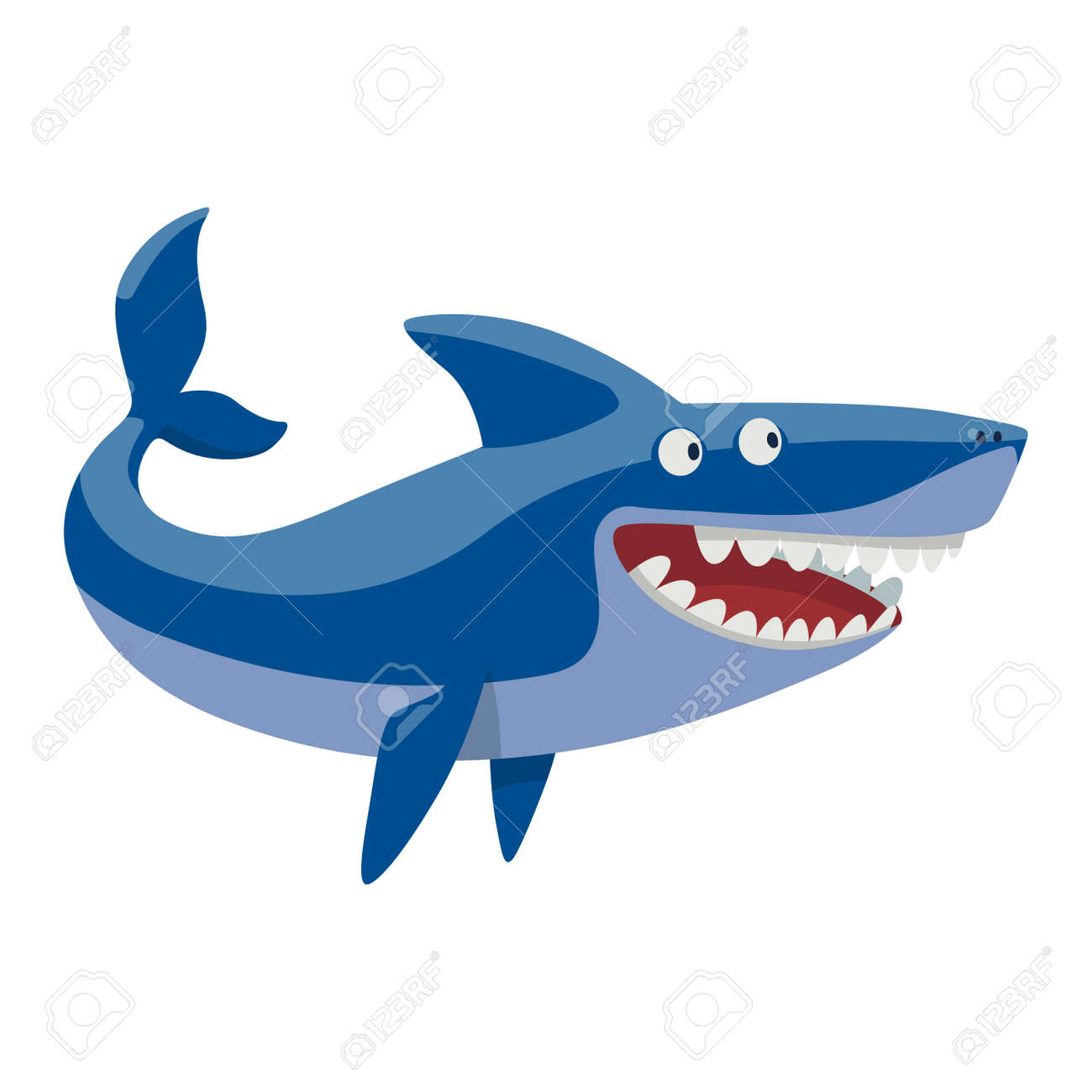 ベクトル図こぼれる白いスイミング怒っているサメ 動物海分離サメかわいい水中の海洋生物はマスコットキャラ 怖い笑顔クールな邪悪なモンスター サメ文字面白いプレデター のイラスト素材 ベクタ Image