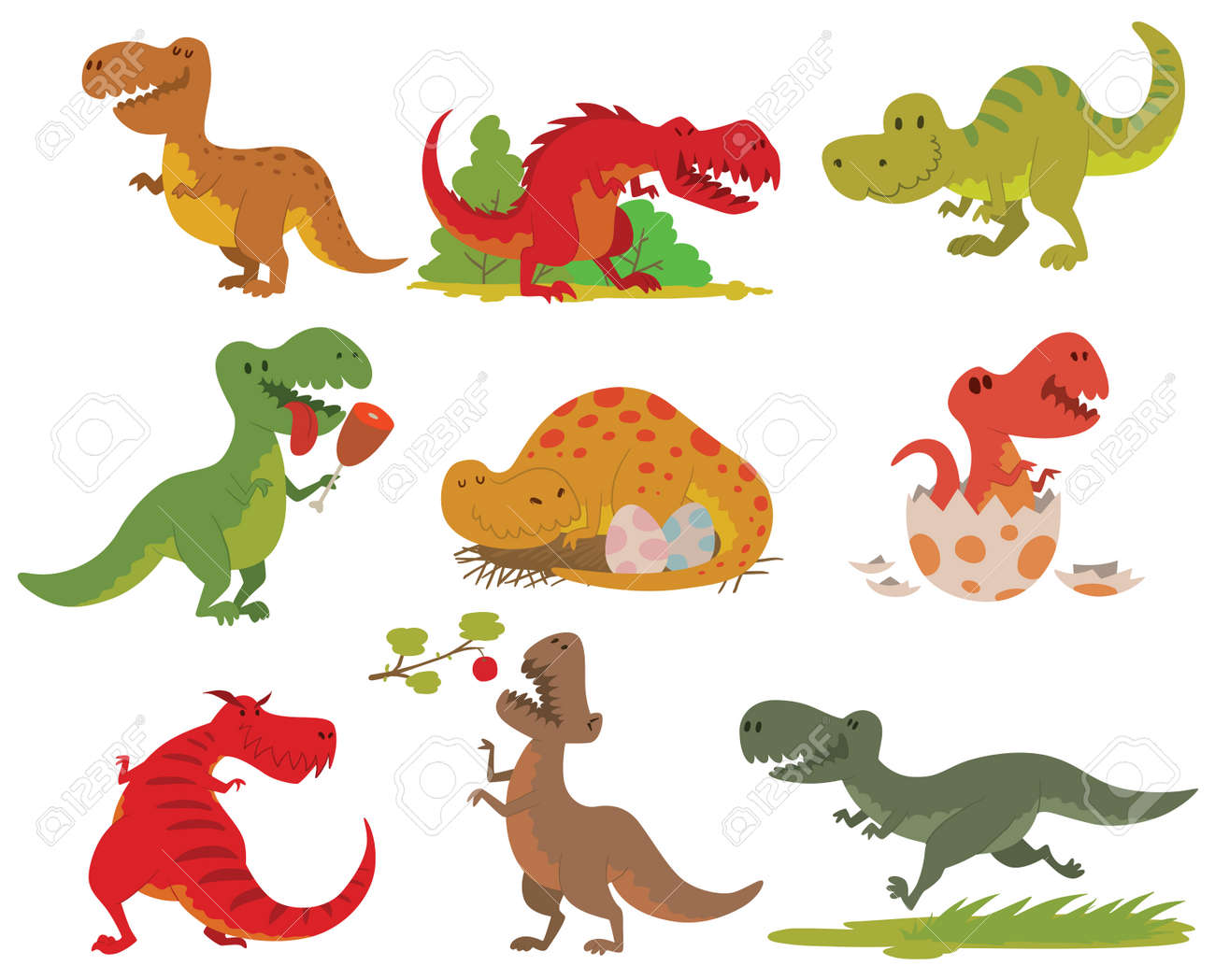 恐竜漫画のコレクション かわいい T Rex ティラノサウルス翼竜グッズ文字 ベクトル動物 T レックス恐竜ティラノサウルス モンスター 爬虫類動物 T レックス恐竜漫画危険肉食 のイラスト素材 ベクタ Image