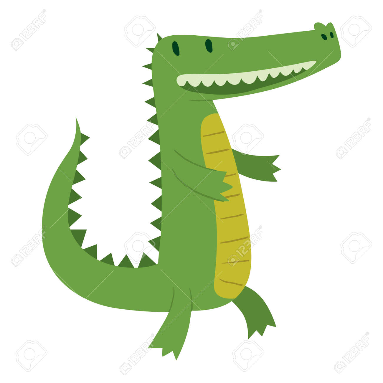 かわいい漫画のワニの文字緑動物園の動物 かわいいワニ文字落書き歯でおもちゃのような動物です 幸せなプレデター ワニ キャラクター マスコット コミック色ベクトルのアイコン のイラスト素材 ベクタ Image