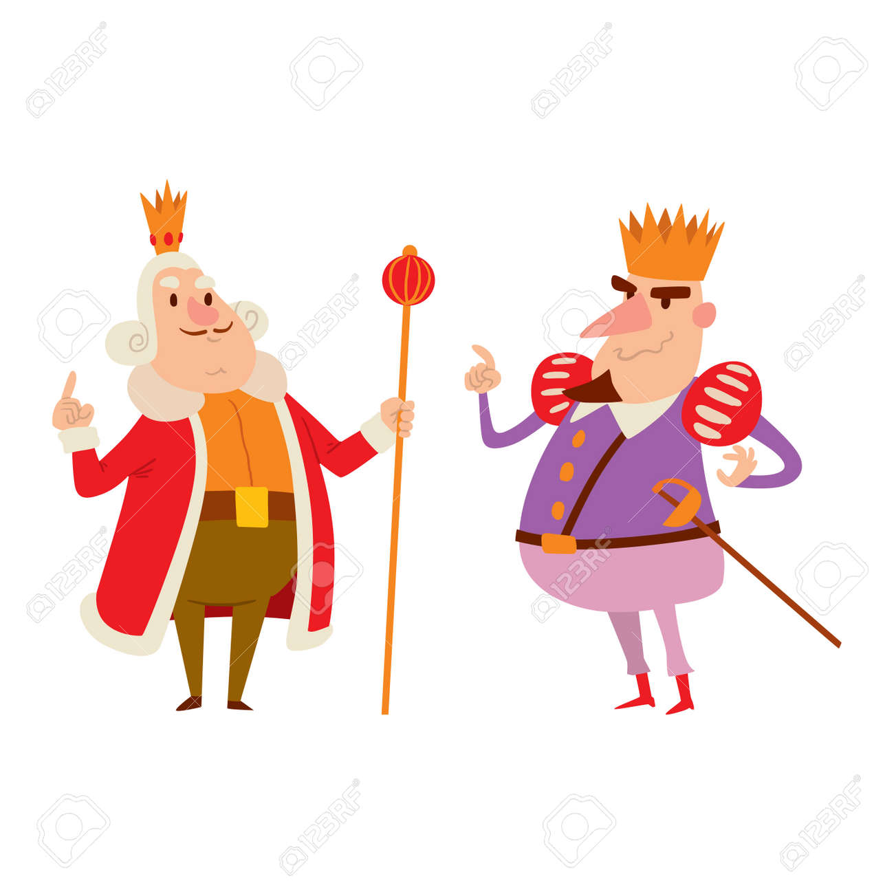 王の漫画イラストのキャラクター ファンタジー ロイヤリティ中世王漫画君主楽しい漫画 おとぎ話の王子様の衣装は王漫画 金の王冠とは違う王国男性ベクトル文字です のイラスト素材 ベクタ Image