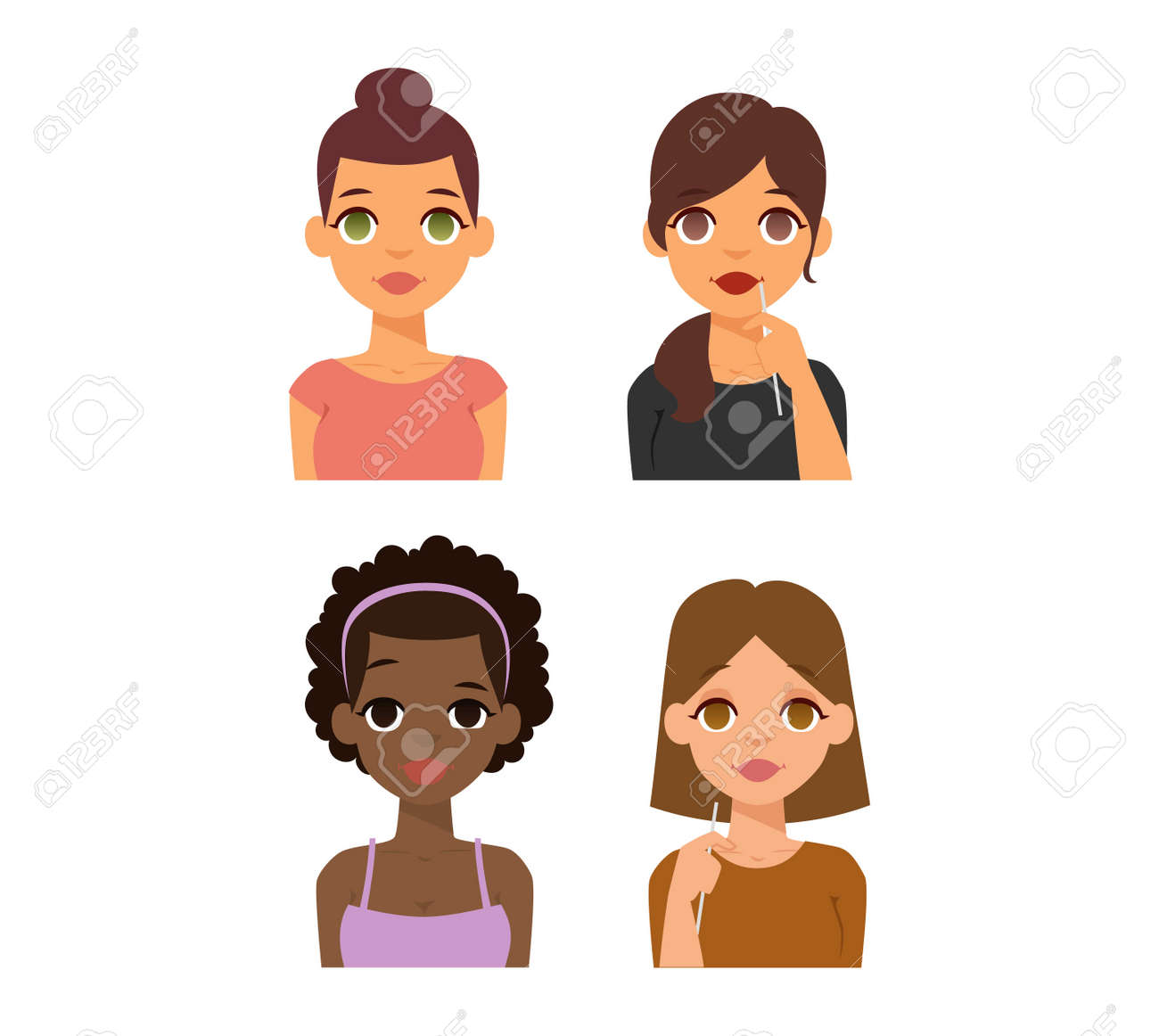 girl emotion faces cartoon vector illustration woman emoji face