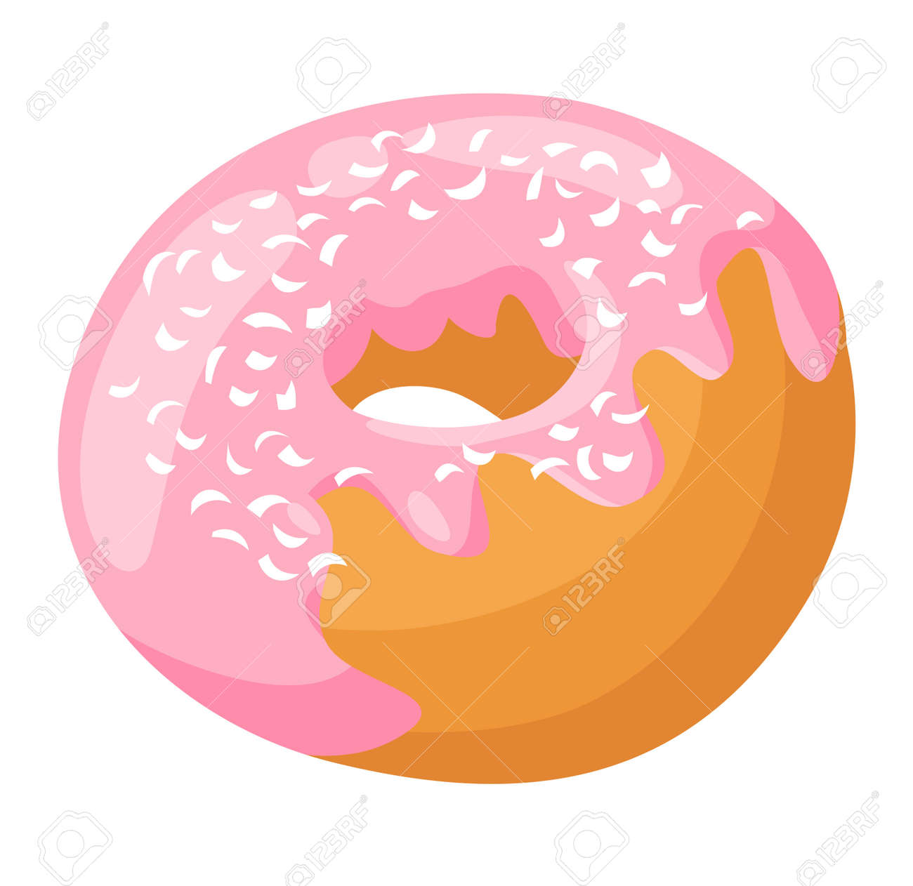 かわいい甘いカラフルなおいしいドーナツ ダイエット デザート チョコレートやクリームのおいしいクッキー食品菓子 丸いケーキをトッピングお菓子装飾の色は 菓子を隔離しました のイラスト素材 ベクタ Image