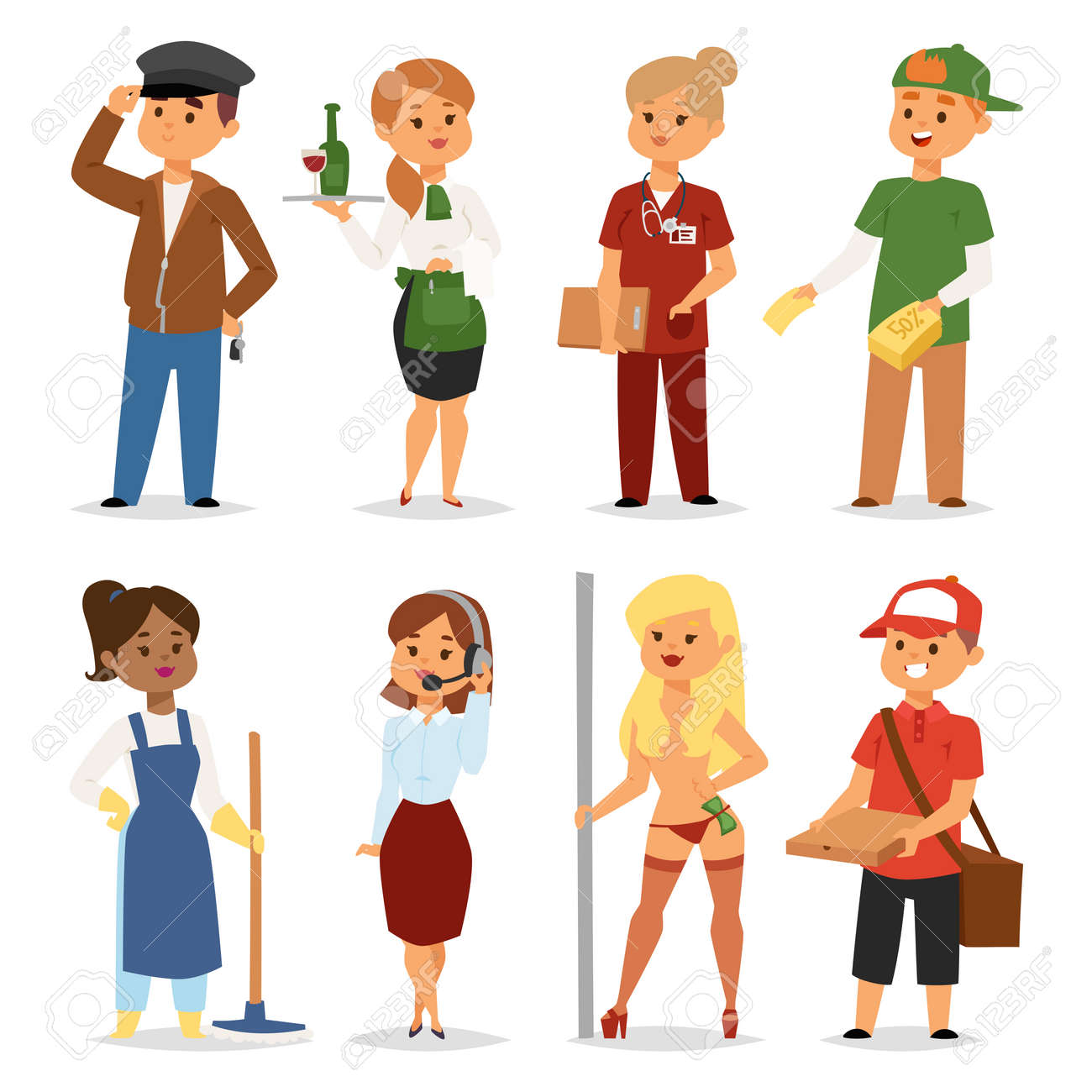 temporary job professions recruitment concept on white background