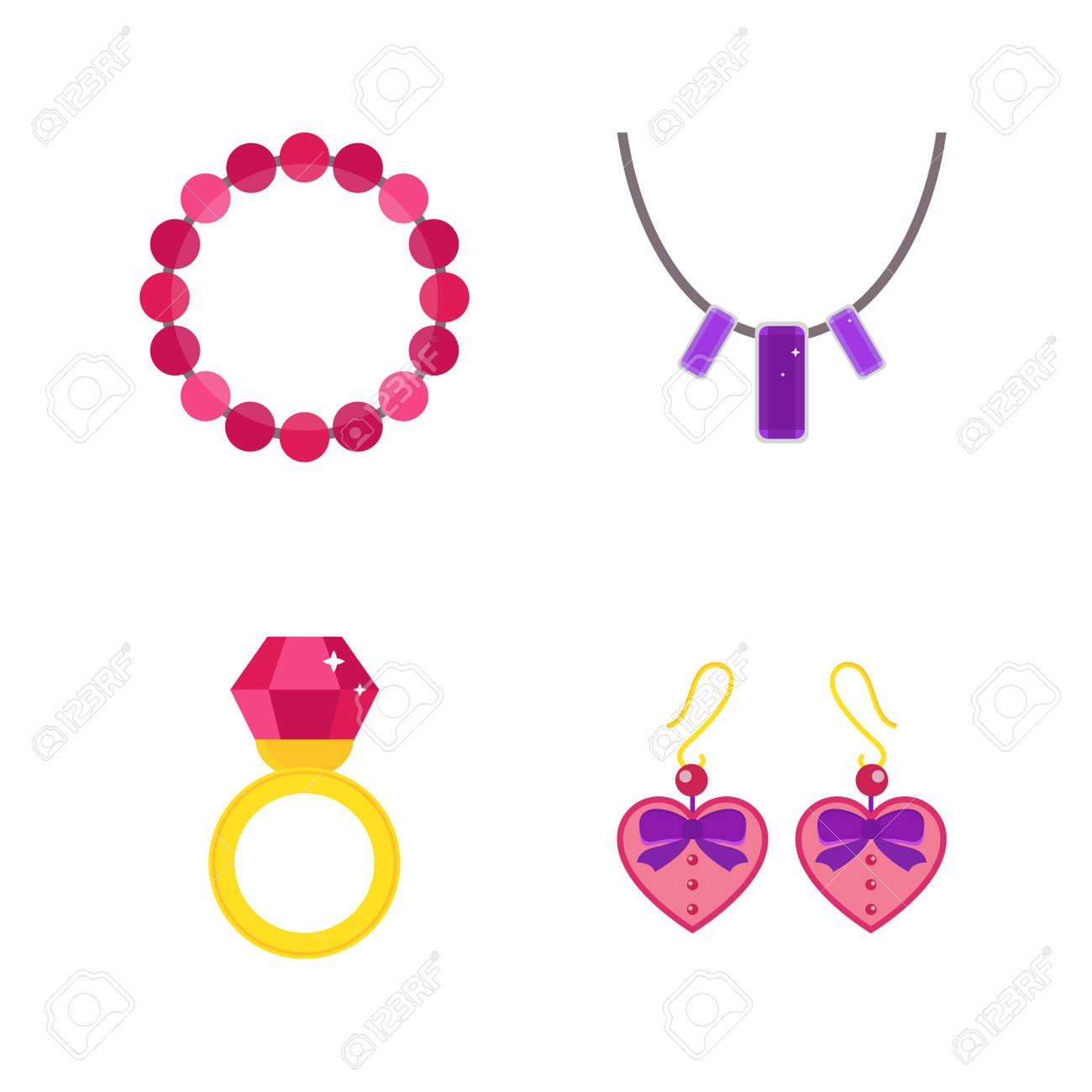 set of cartoon jewelry accessories vector royalty free cliparts