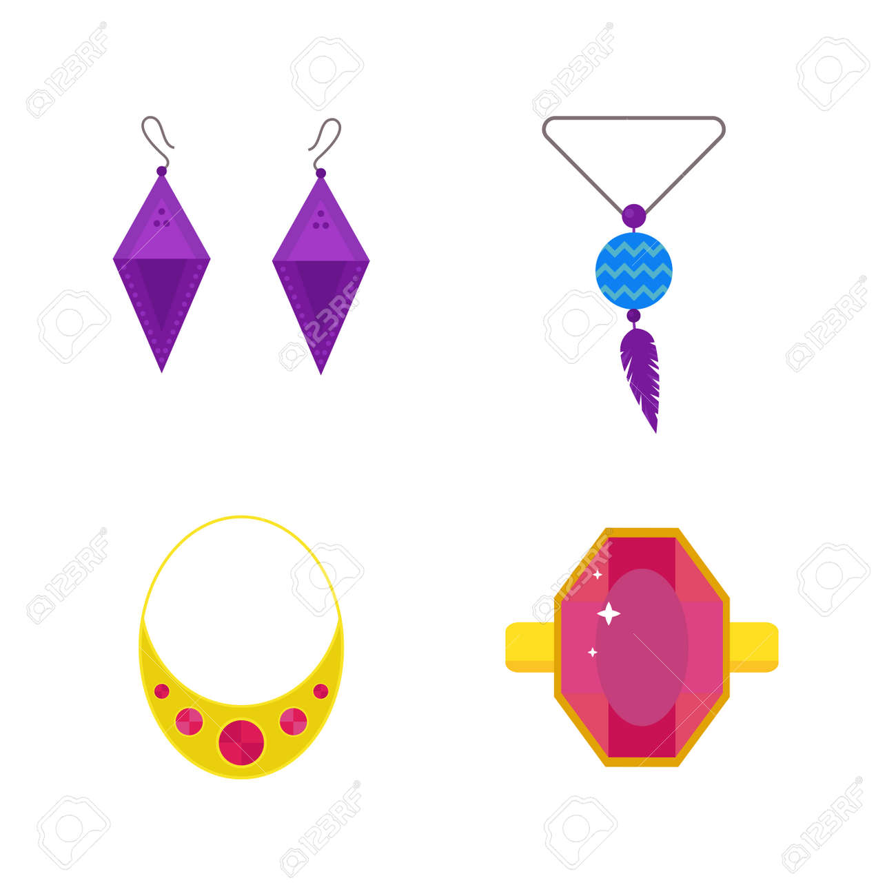 set of cartoon jewelry accessories vector royalty free cliparts