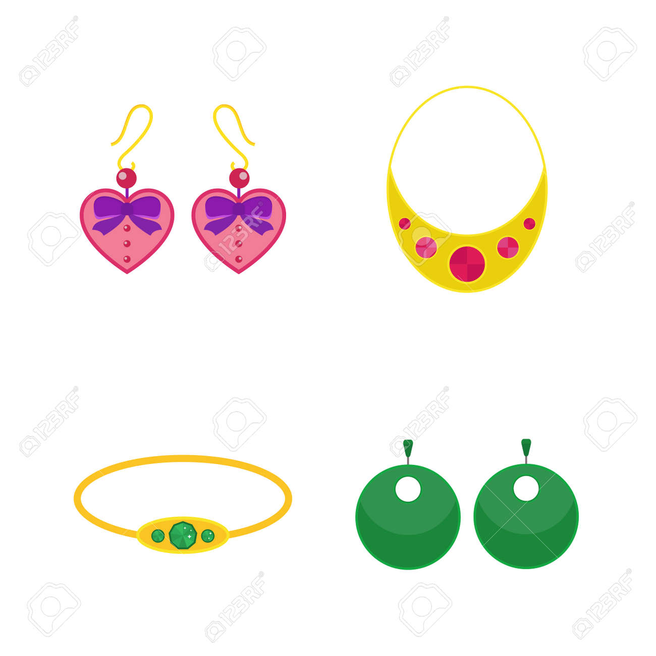 set of cartoon jewelry accessories vector royalty free cliparts