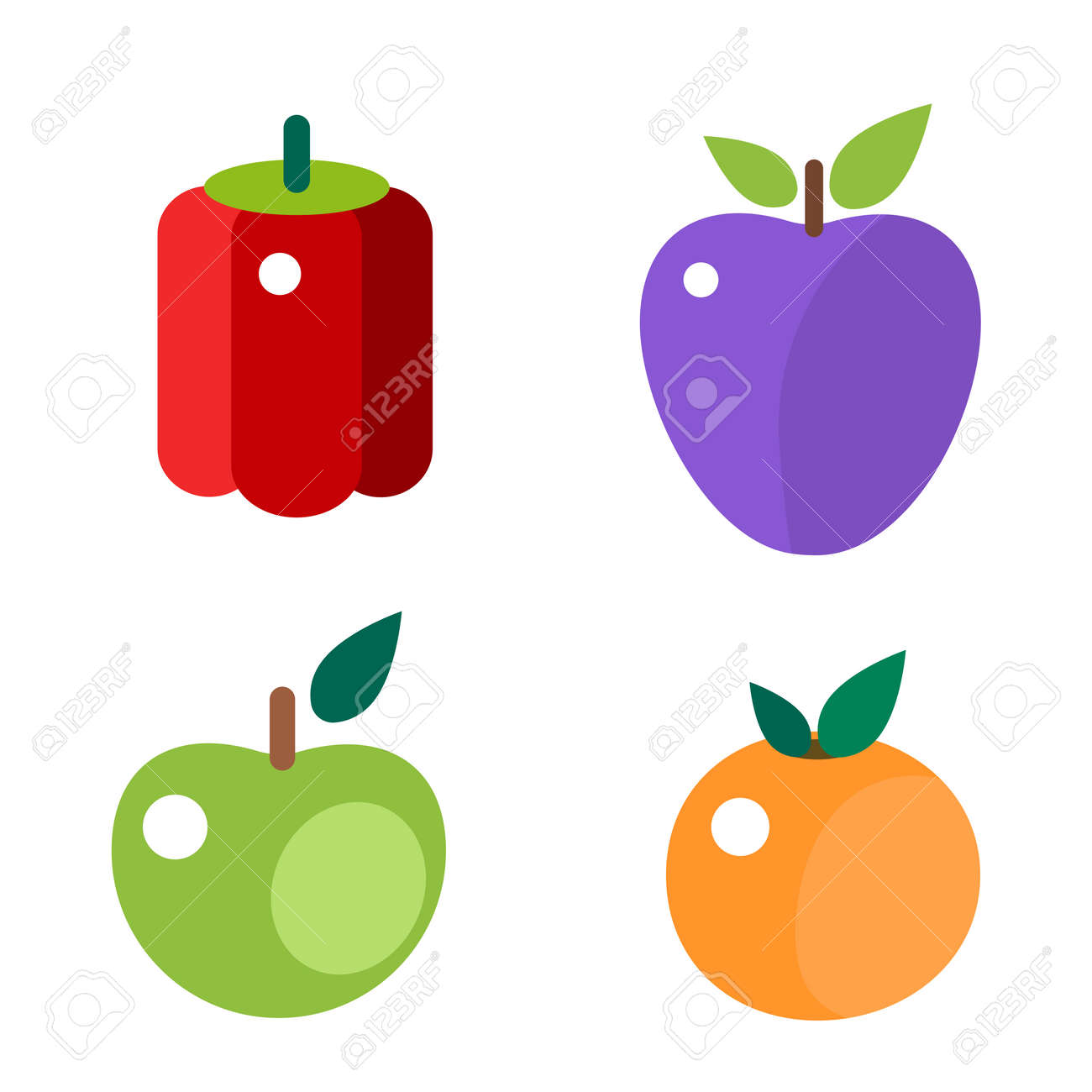 果物や野菜の食品フラット ベクトル イラスト のイラスト素材 ベクタ Image