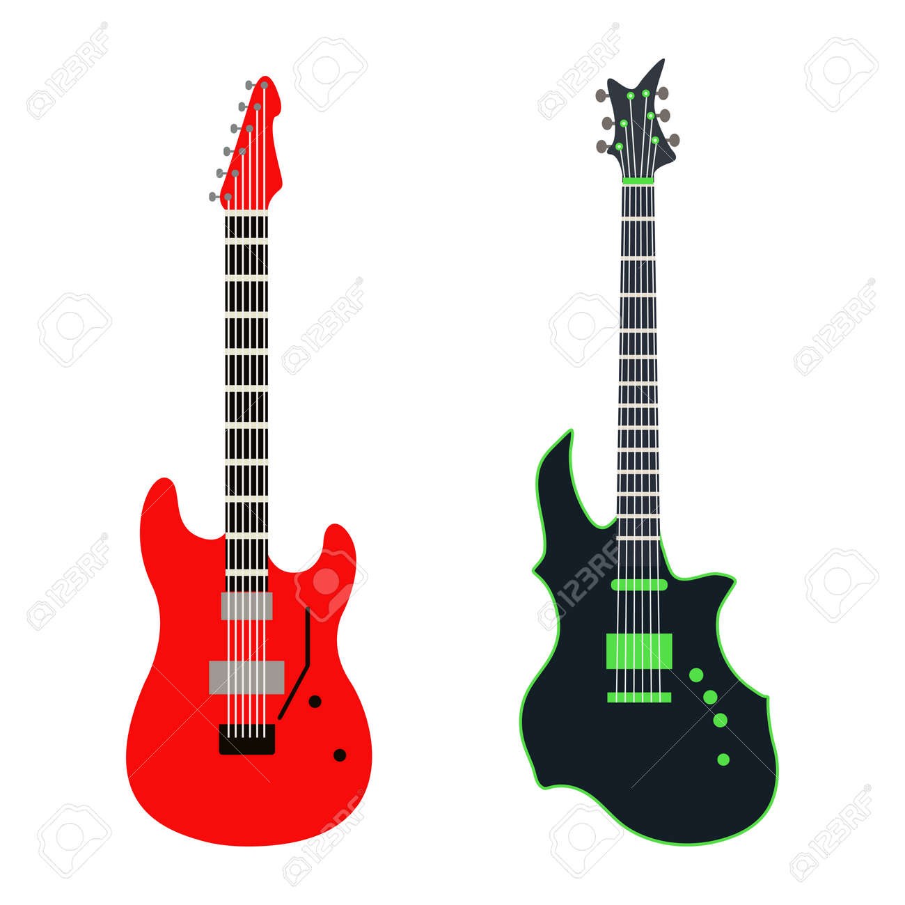 音響のエレキギター ベクター アイコン セット分離イラスト ギター シルエット音楽コンサート音メロディー レトロ音楽ベース オブジェクトの古典的なジャズを楽しみ のイラスト素材 ベクタ Image