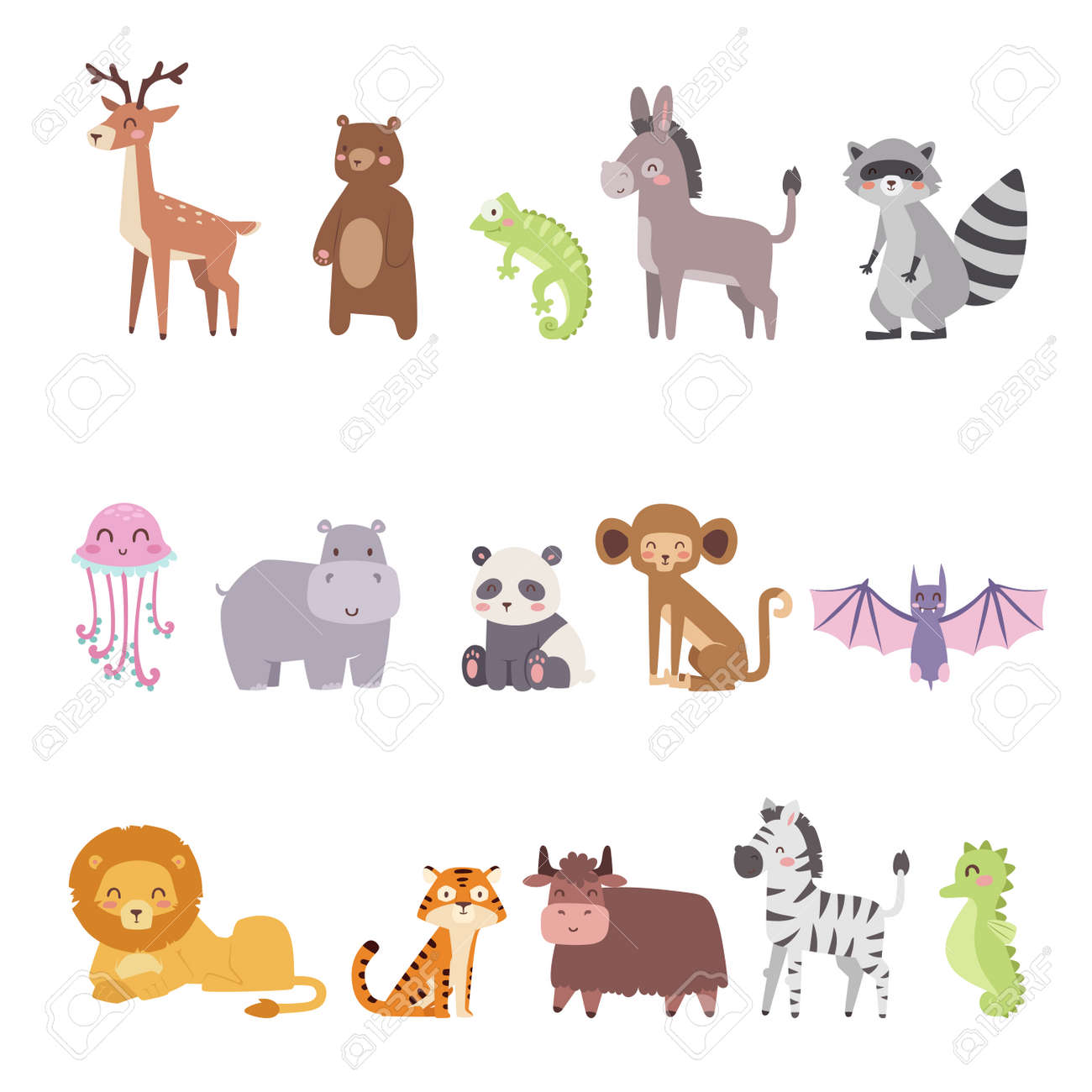 Leuke Dieren In De Dierentuin Cartoon Dieren Geïsoleerd Grappige ..., حجم الصورة 1300x1300