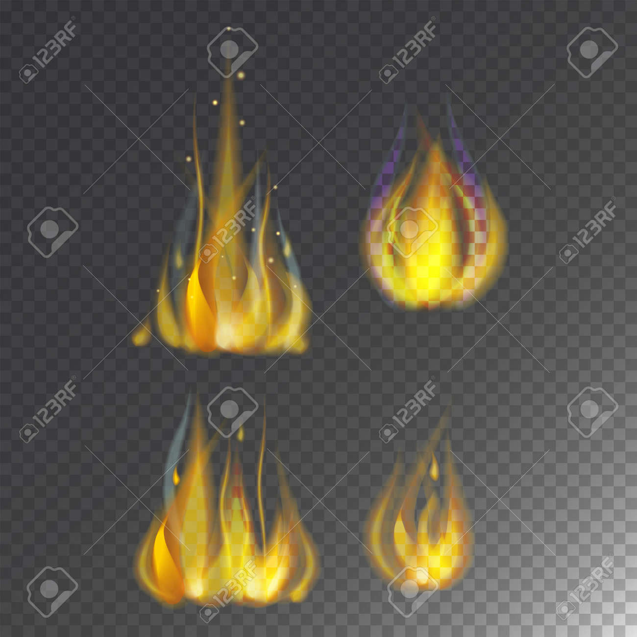 熱い炎を燃やすベクトル アイコン暖かい危険とキャンプファイヤーを燃える黄色たき火の光を調理します のイラスト素材 ベクタ Image