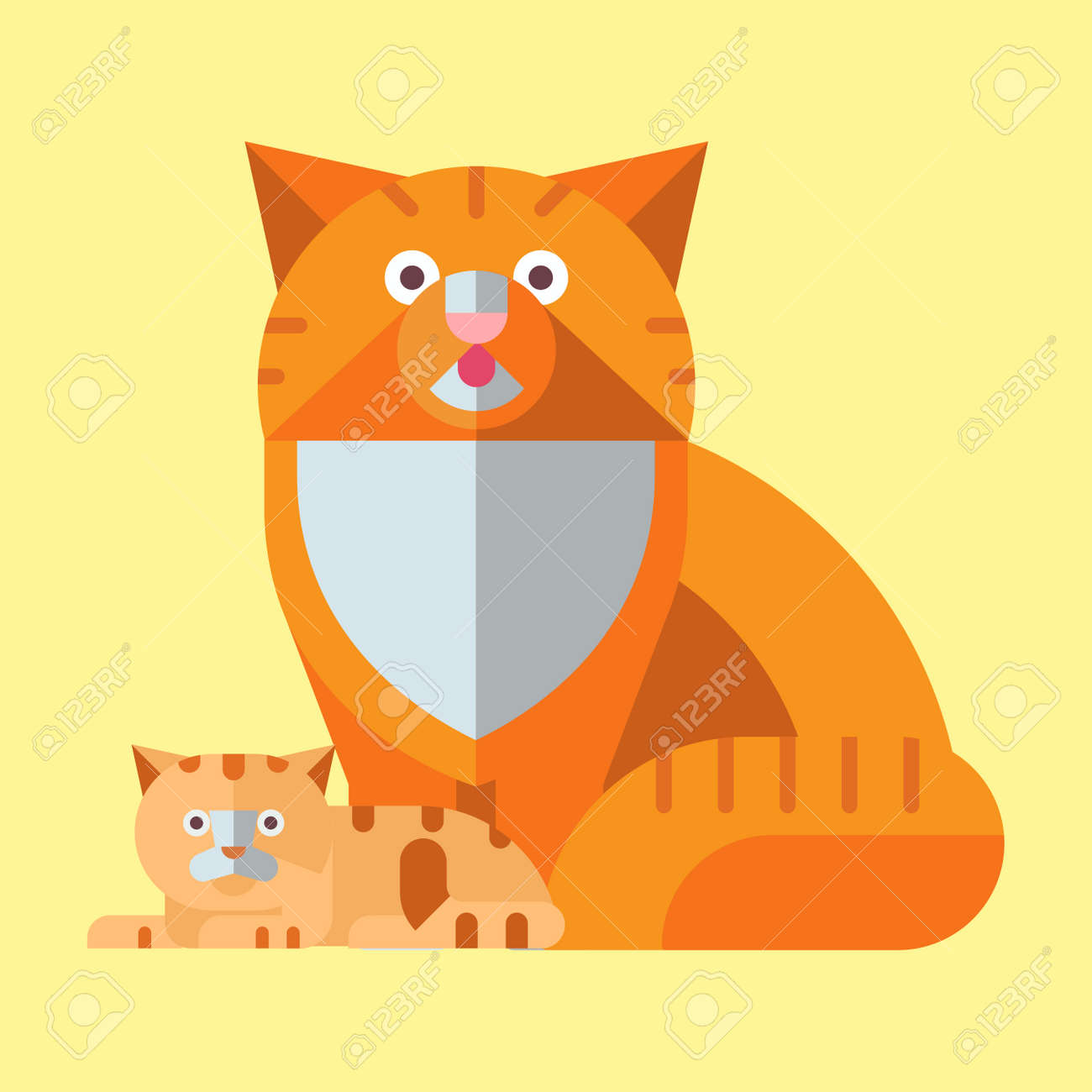 肖像画猫動物ペットかわいい子猫純血種猫キティ国内毛皮かわいい哺乳動物キャラ ベクトル イラスト のイラスト素材 ベクタ Image