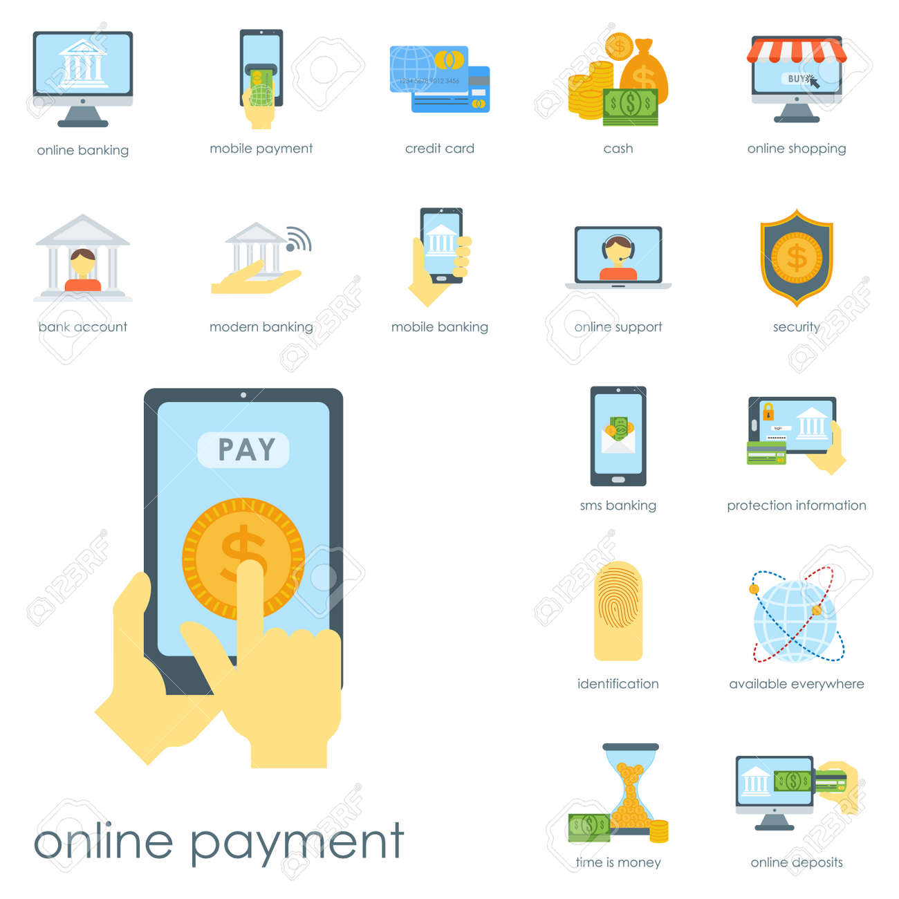 お金金融安全アイコン ビジネス通貨預金支払イラスト カードを銀行します のイラスト素材 ベクタ Image