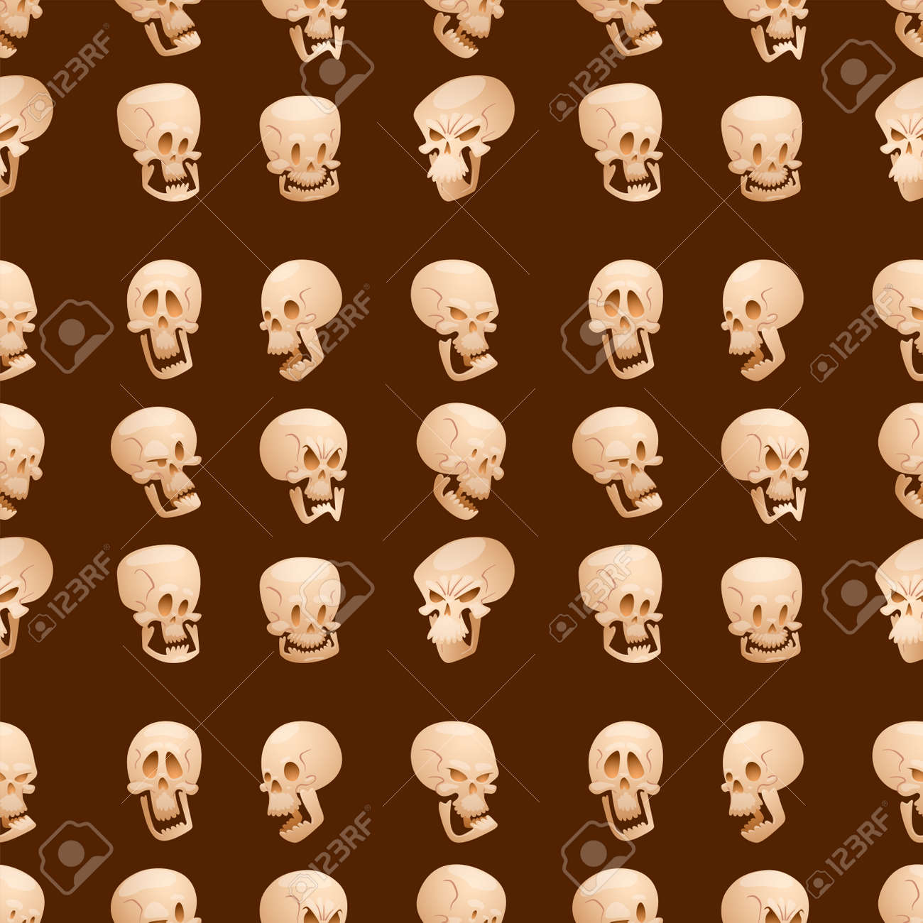 骸骨の骨人間の顔 ハロウィーン ホラーは怖いベクトル図のシームレスなパターン背景を恐れています の写真素材 画像素材 Image
