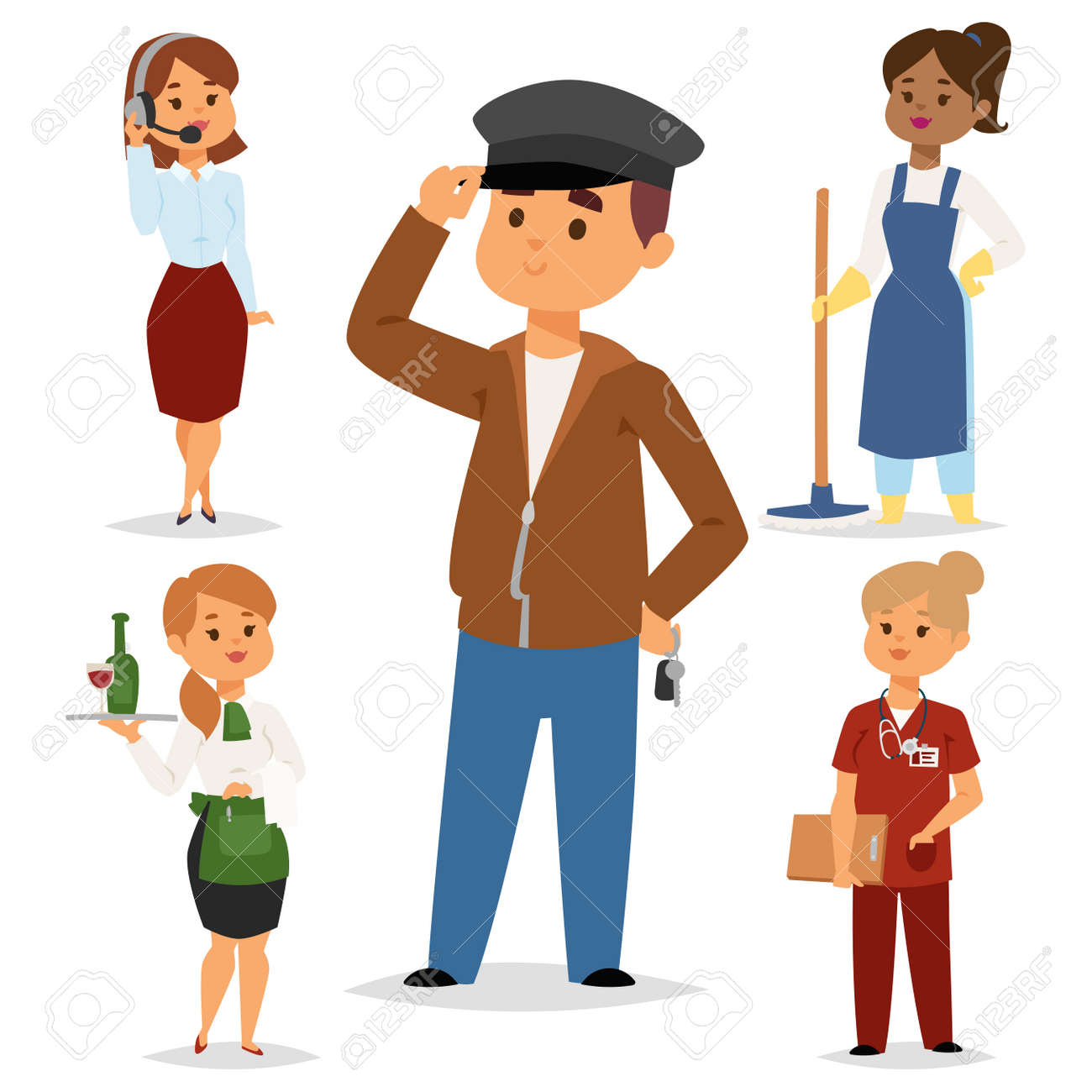 people part time job professions vector set characters temporary