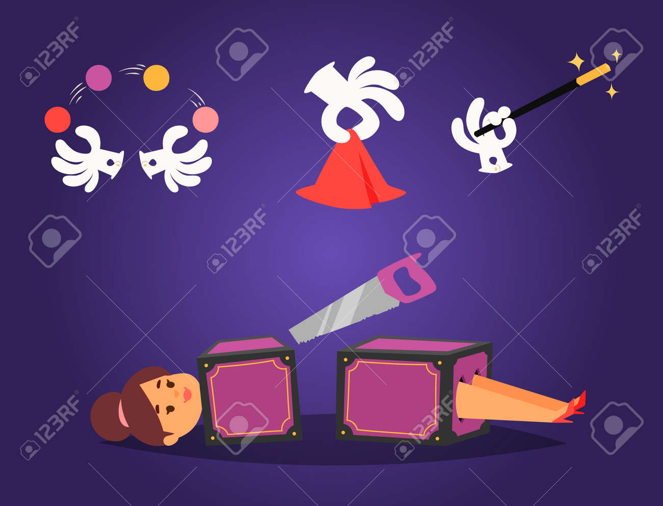마술 효과 트릭 벡터 기호 마술사 도구와 깜짝 엔터테인먼트 마법의 판타지 카니발 미스터리 만화 기적 장식 그림. 로열티 무료 사진,  그림, 이미지 그리고 스톡포토그래피. Image 98177235