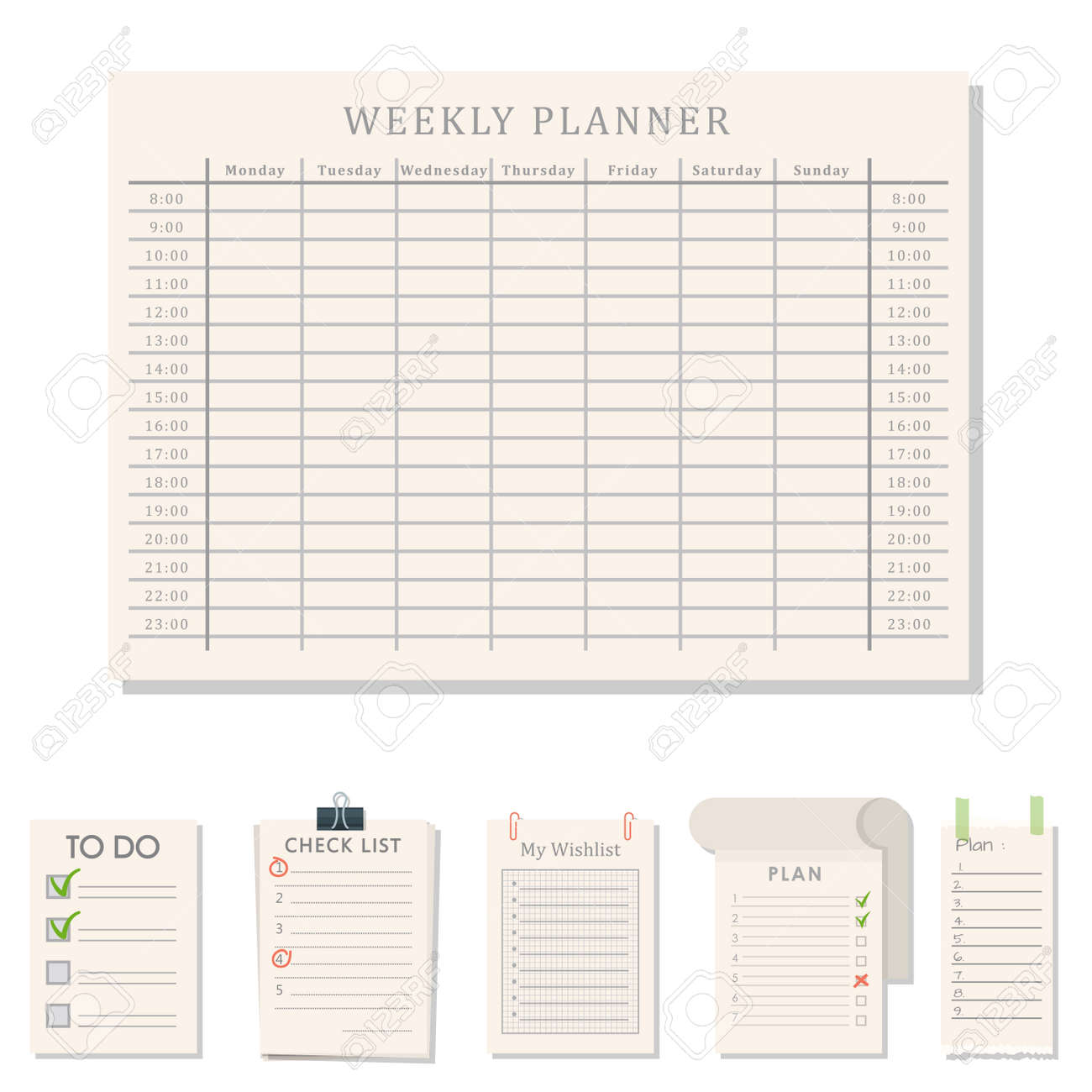 agenda list vector business paper clipboard in flat style self adhesive agenda list