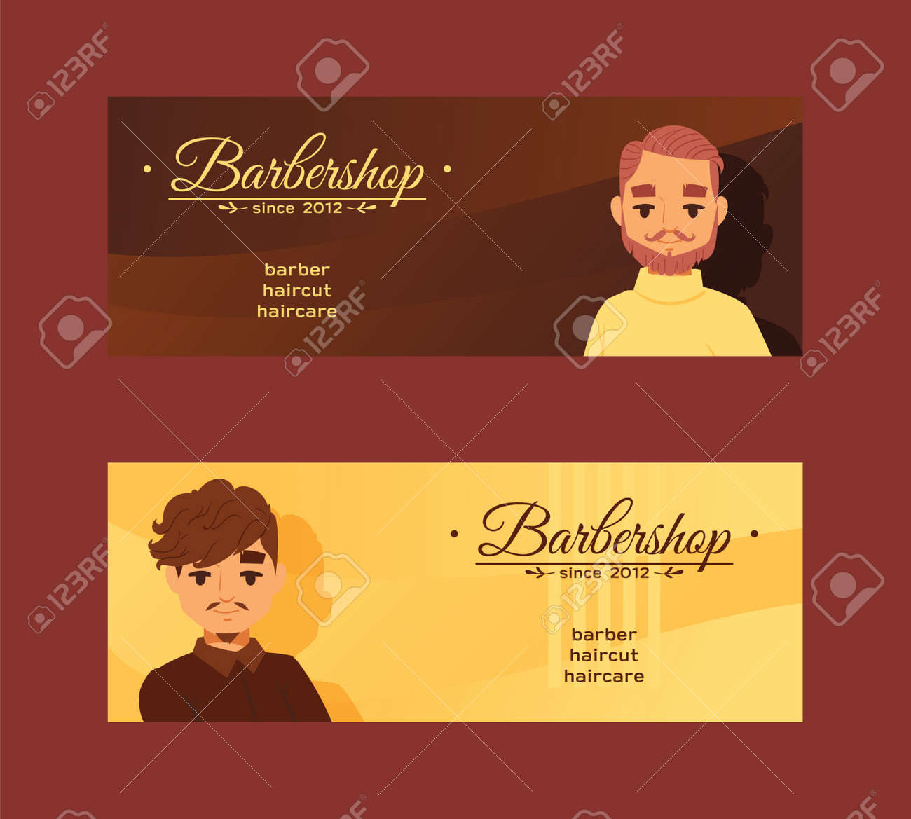 Barbersop Banner Vector Illustration Hipster Style Haircuts