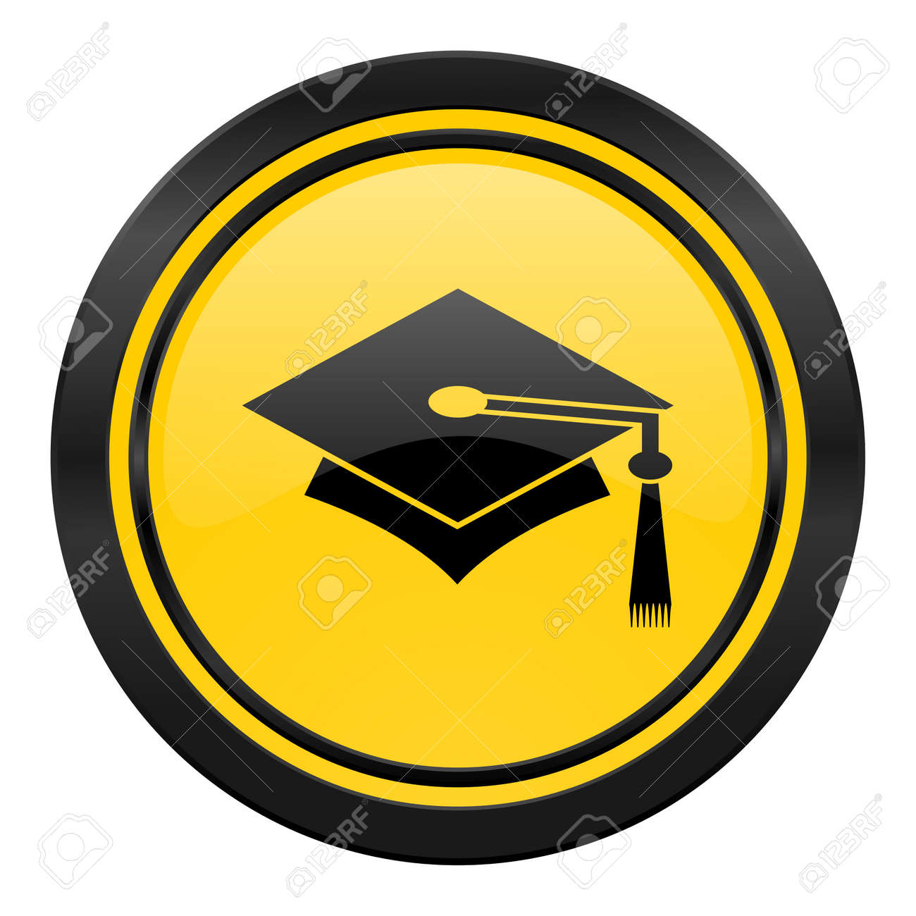 education icon yellow graduation sign stock photo picture and