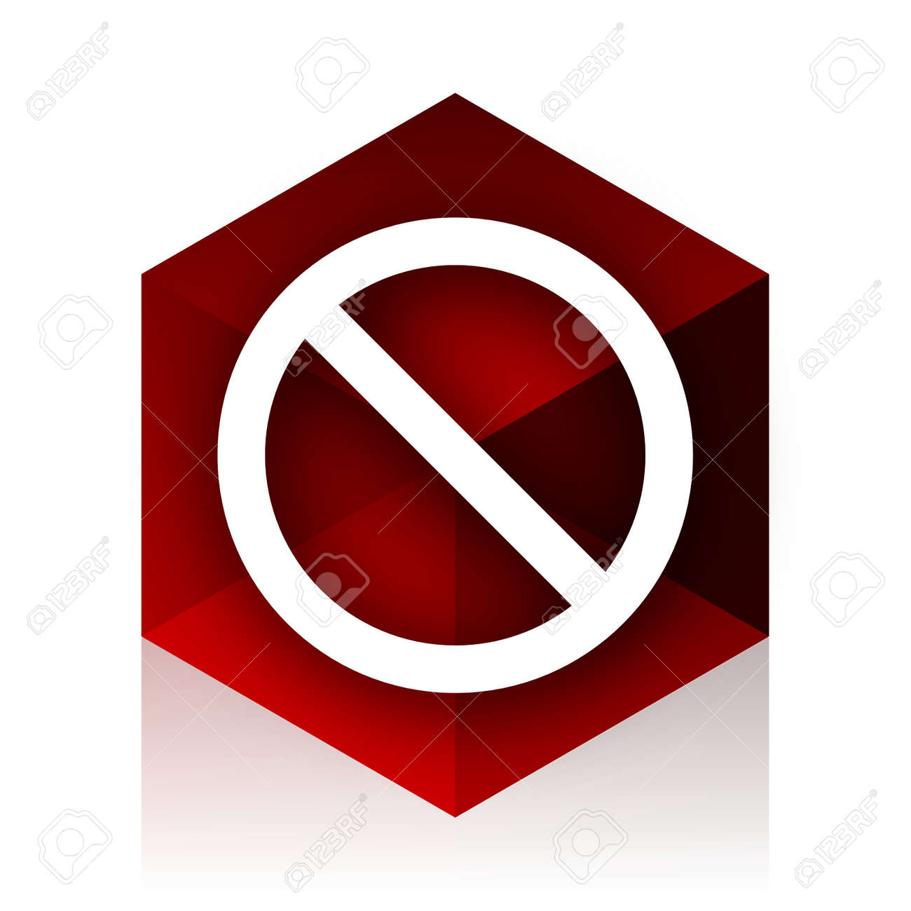 access denied red cube 3d modern design icon on white background