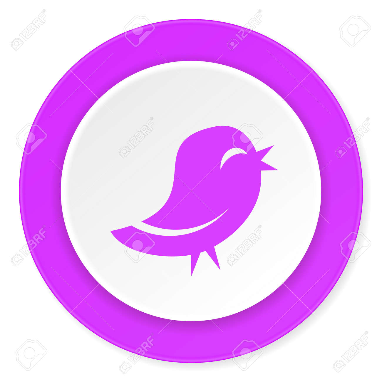 白い背景の Twitter バイオレット ピンク サークル 3d モダンなフラット デザイン アイコン の写真素材 画像素材 Image