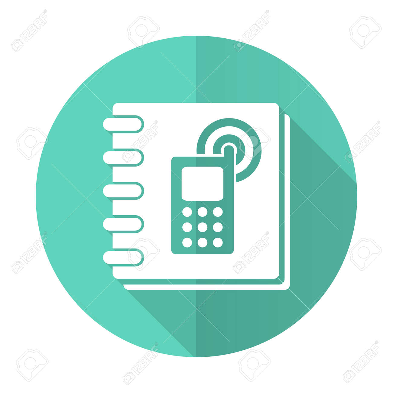 白い背景の電話帳青 Web フラットなデザインの円のアイコン の写真素材 画像素材 Image