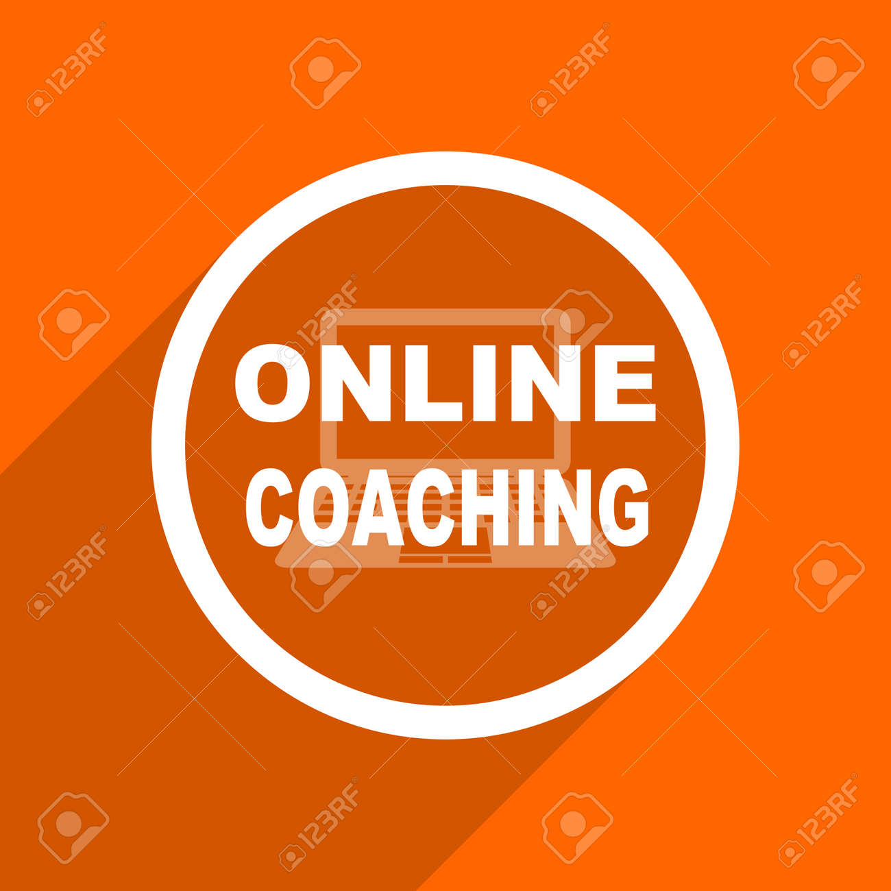 online coaching icon orange flat button web and mobile app stock