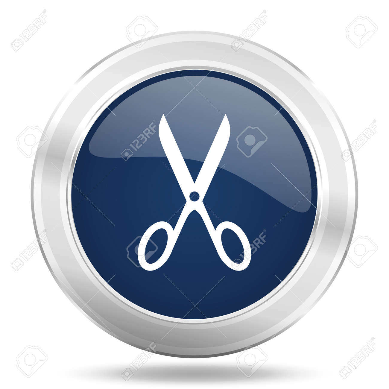 はさみアイコン 濃い青の金属ネットの丸いボタン Web およびモバイル アプリの図 の写真素材 画像素材 Image