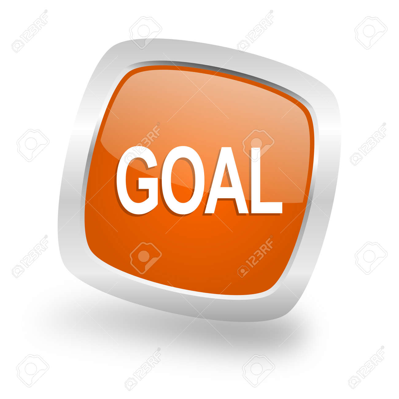 目標平方光沢オレンジ クローム銀金属 Web アイコン の写真素材 画像素材 Image