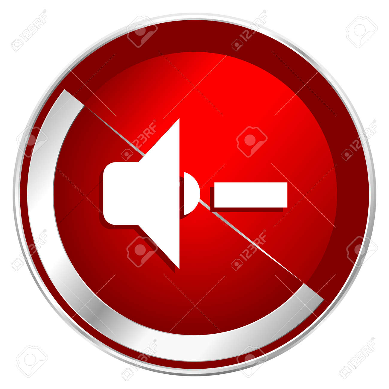 Icono De Altavoz Rojo Web De Volumen Metal El Boton Redondo De La Frontera Del Cromo De Plata Del Brillo Aislado En El Fondo Blanco Circulo De Diseno Moderno Signo Abstracto Para 123rf