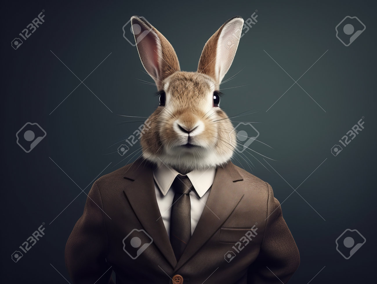 Man With Rabbit Head In Business Suit, Loser Male In Suit. Businessman  Newbie Or Beginner, Crypto Trader Concept, By Ai Generative Stock Photo,  Picture and Royalty Free Image. Image 210798407.
