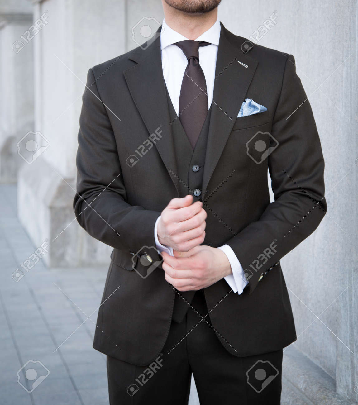 Male Model In A Suit Posing Outdoors Stock Photo Picture And Royalty Free Image Image