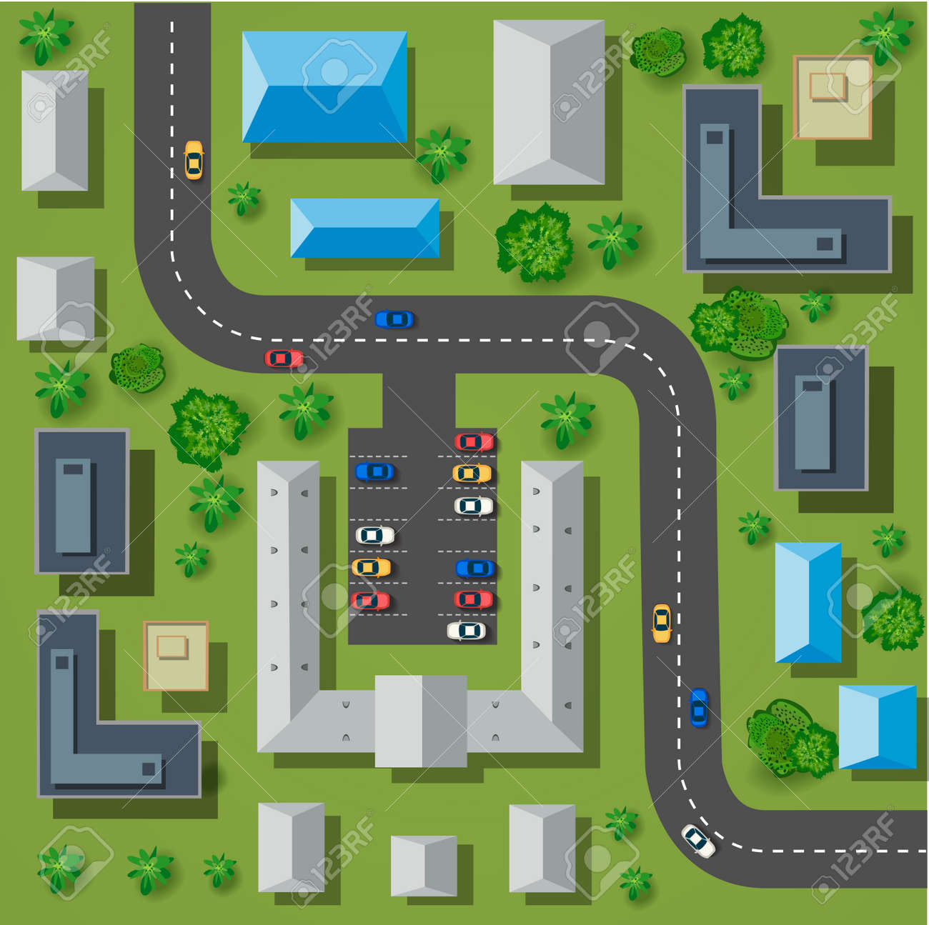上面の街並み 街の通り 木 高速道路からの地図のイラスト素材 ベクタ Image 上面の街並み 街の通り 木 高速道路からの地図のイラスト素材 ベクタ Image