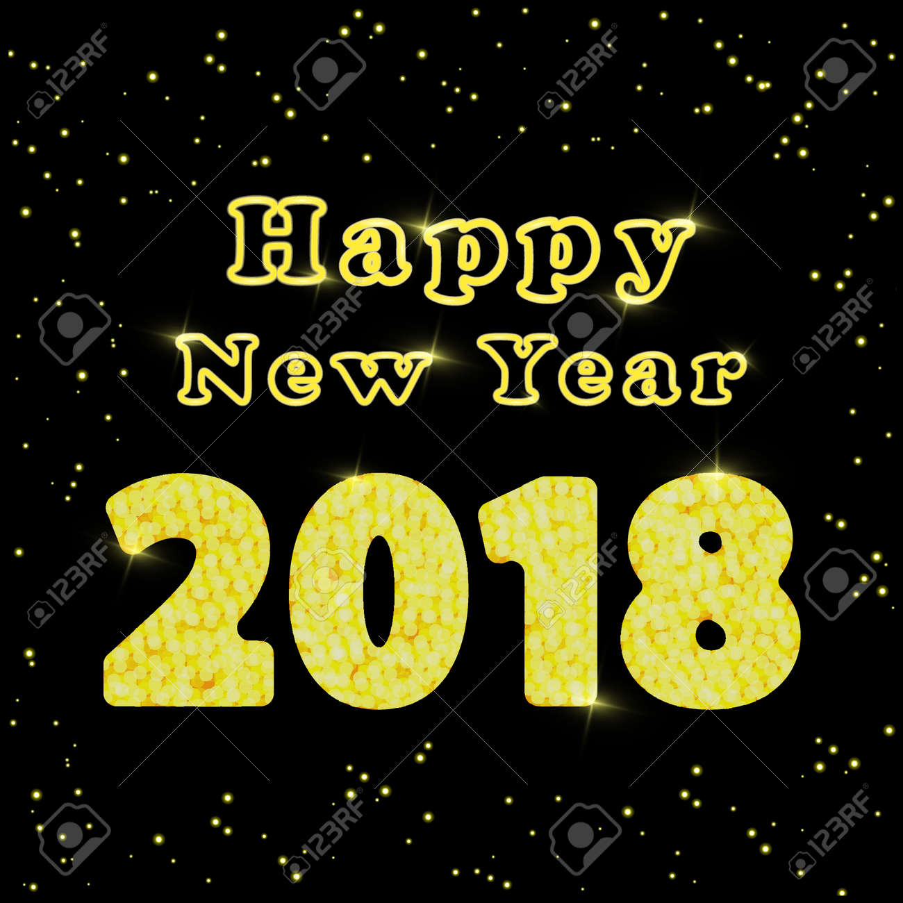 words with congratulations about the happy new year with gold and