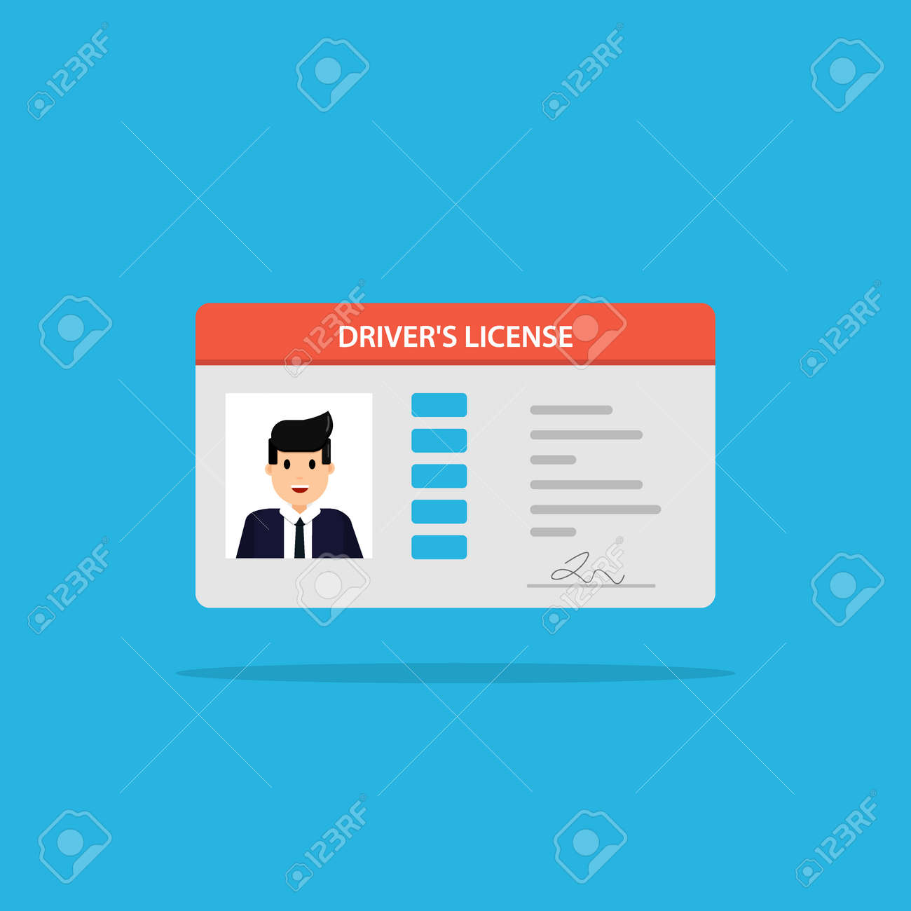 写真付き身分証明車ドライバーのライセンスのイラスト ベクトル イラストのフラット デザイン の写真素材 画像素材 Image