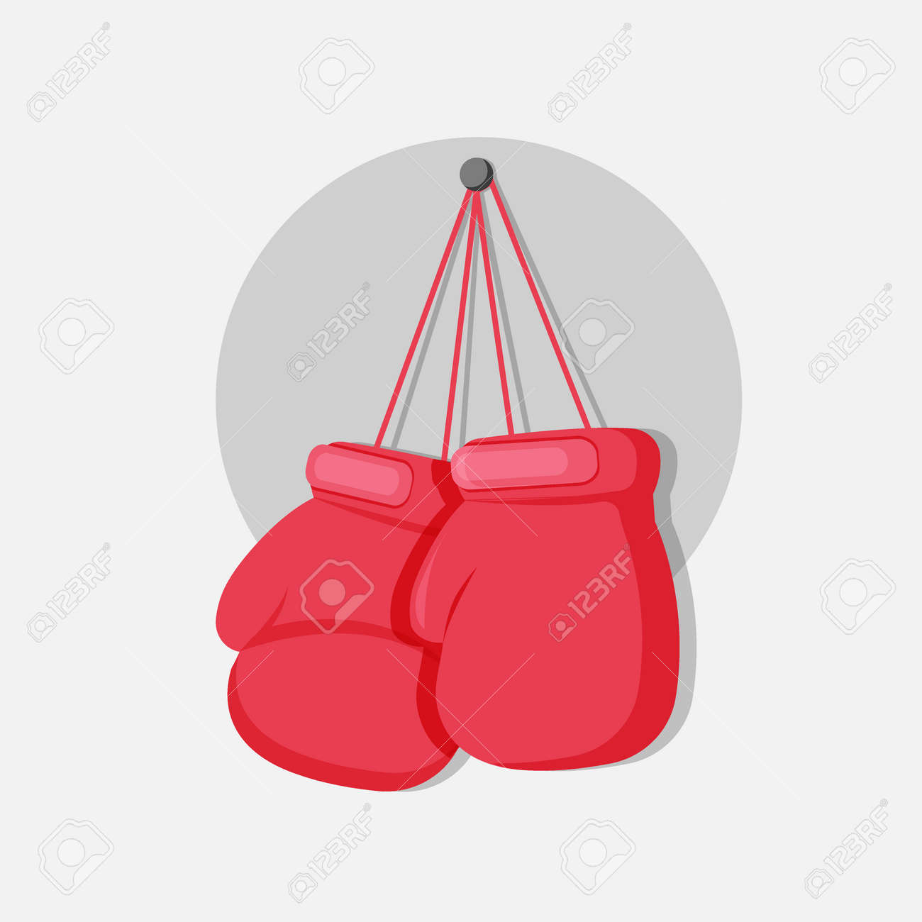 boxing gloves hanging on a nail vector flat illustration template
