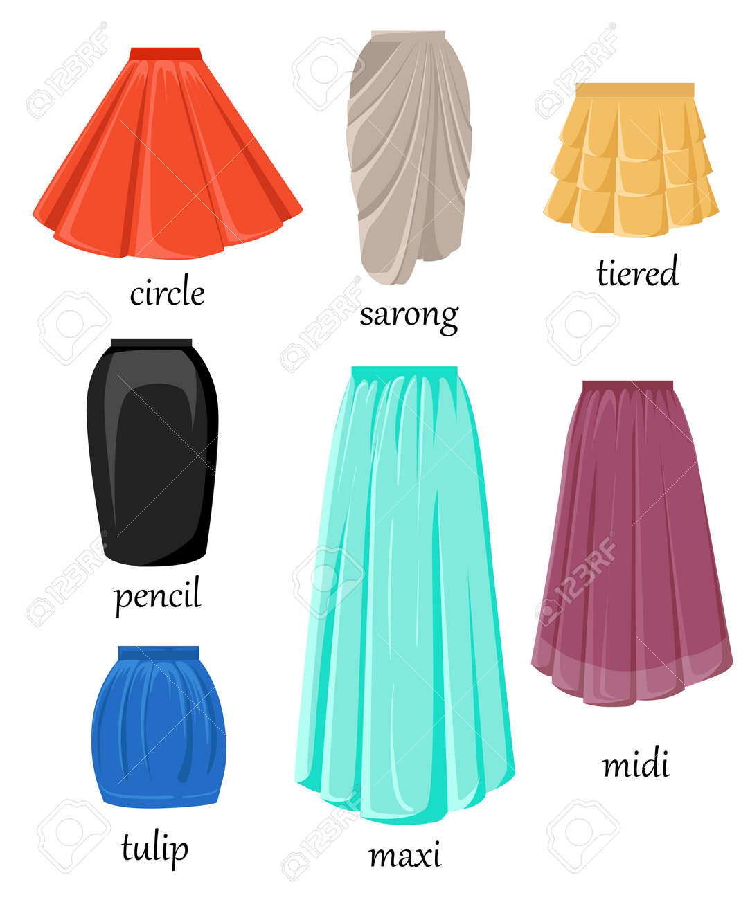 different type de jupe