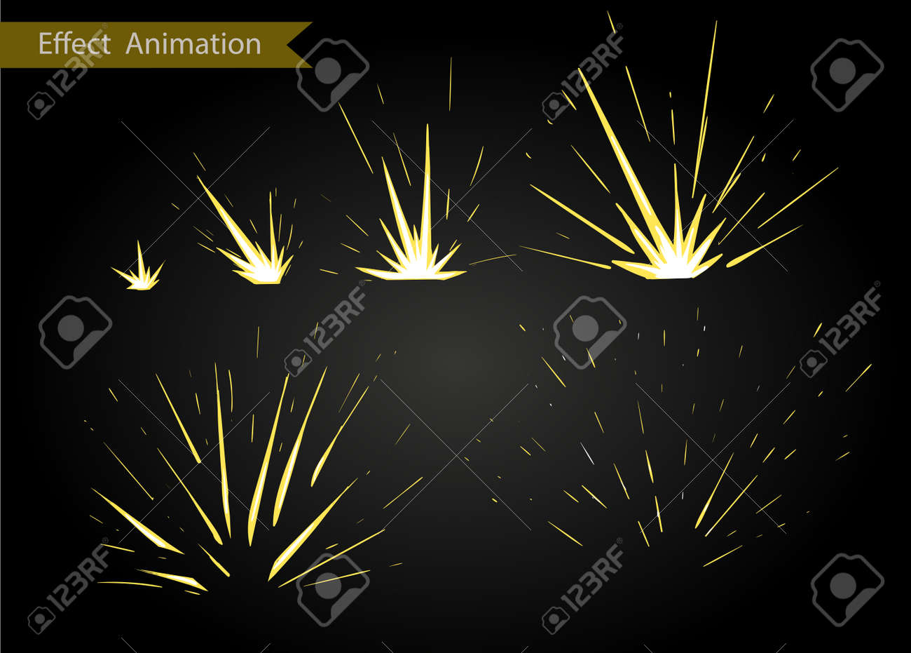 ベクトル効果 ゲームの効果です 効果アニメーションを爆発します 漫画爆発フレームのイラスト素材 ベクタ Image