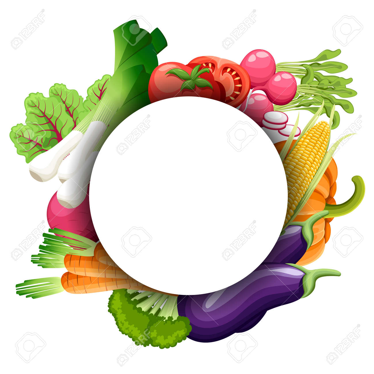 set of watercolor vegetables template for your design vector
