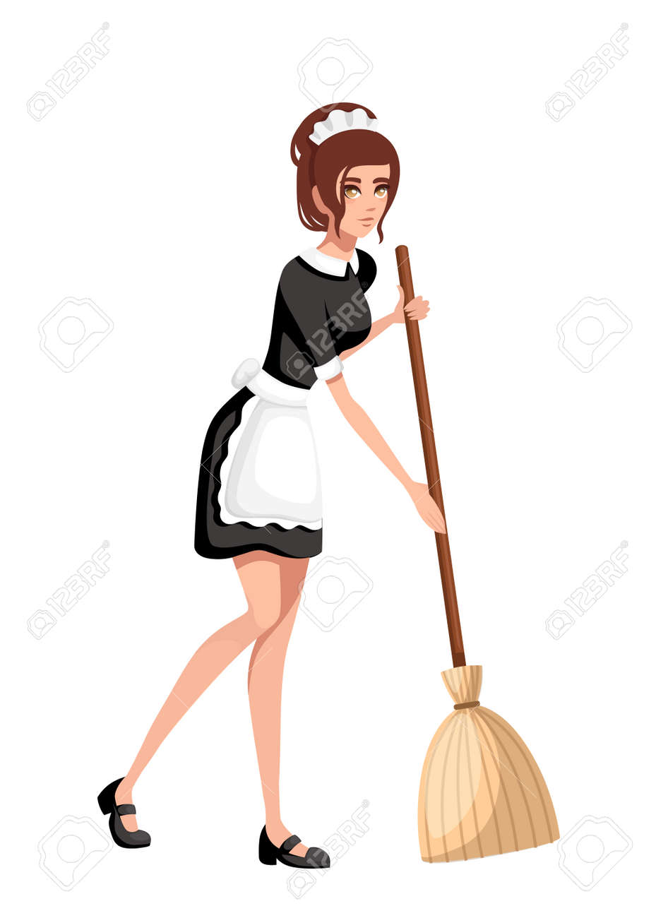 Beautiful Smiling Maid In Classic French Outfit Cartoon Character